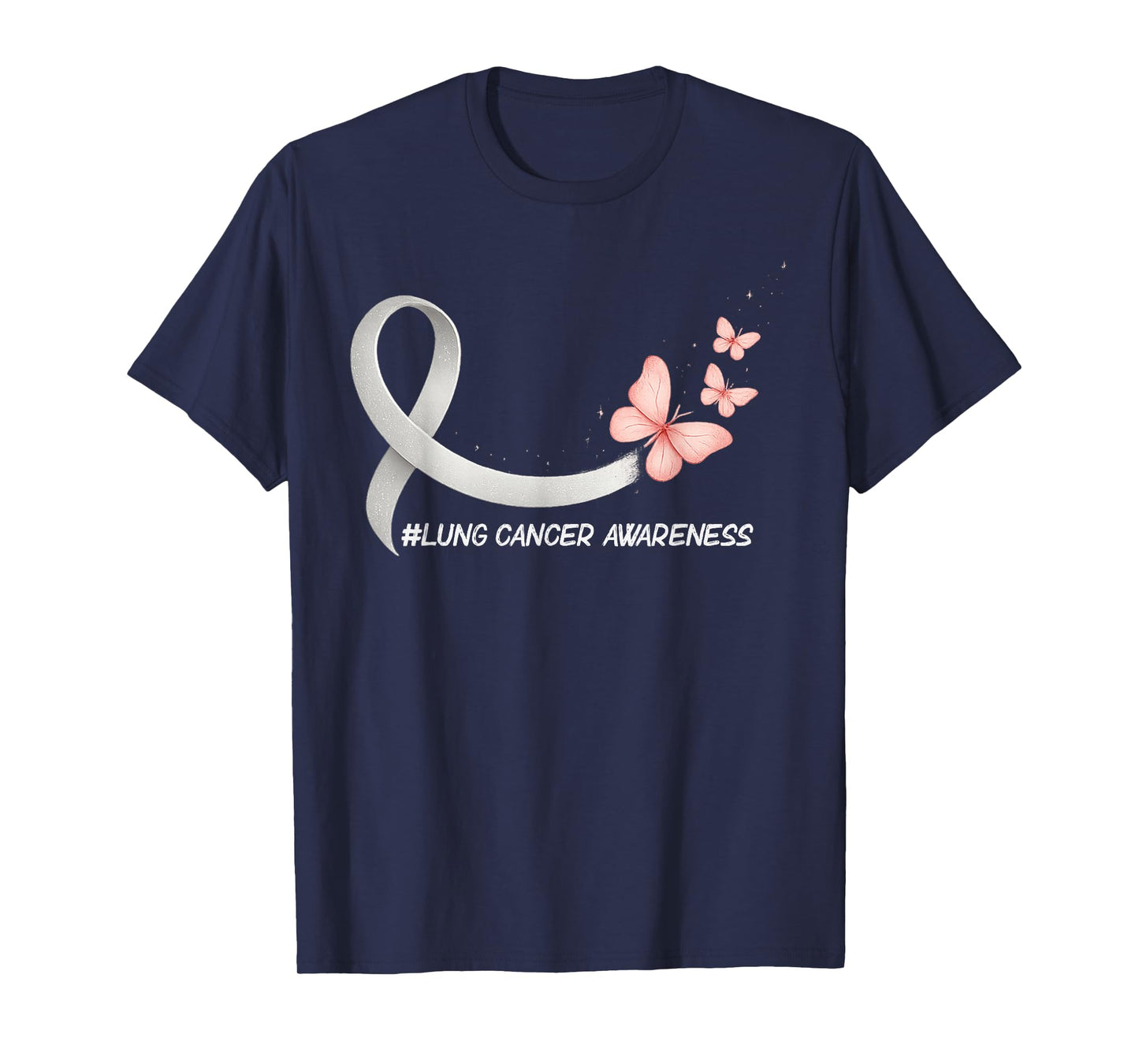 Lung Cancer Awareness Butterfly White Ribbon Support Womens T-Shirt