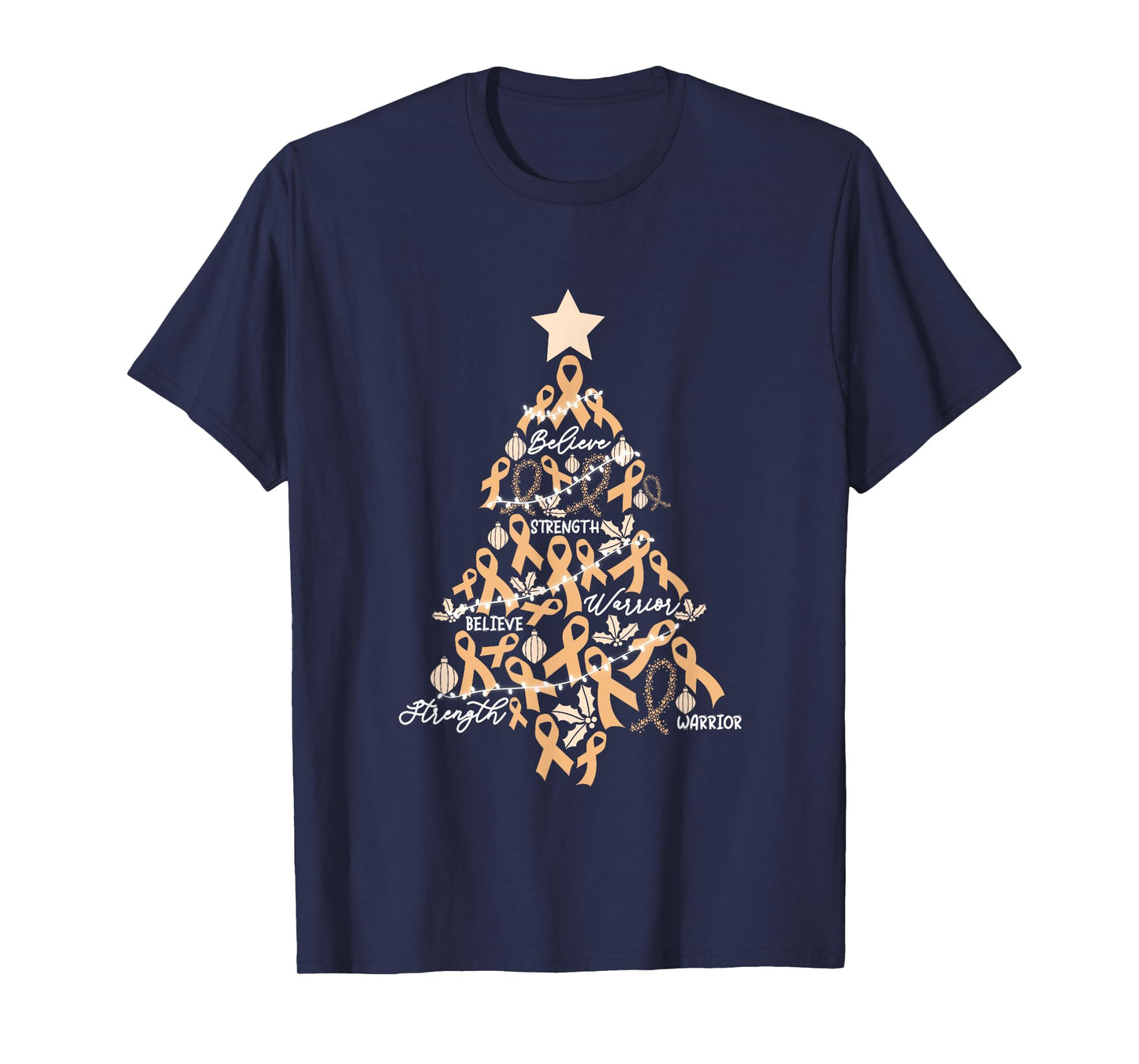 Christmas Uterine Cancer Endometrial Awareness Ribbon T-Shirt