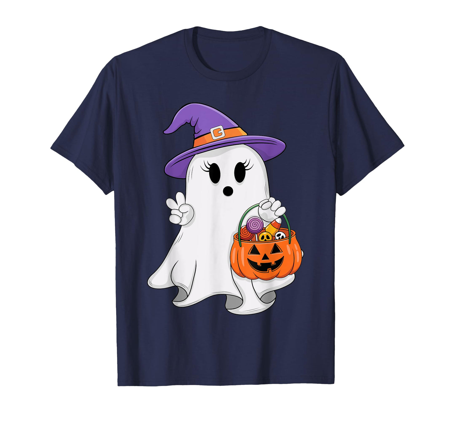 Ghost Pumpkin Halloween Fall Spooky Season Men Women Girls T-Shirt