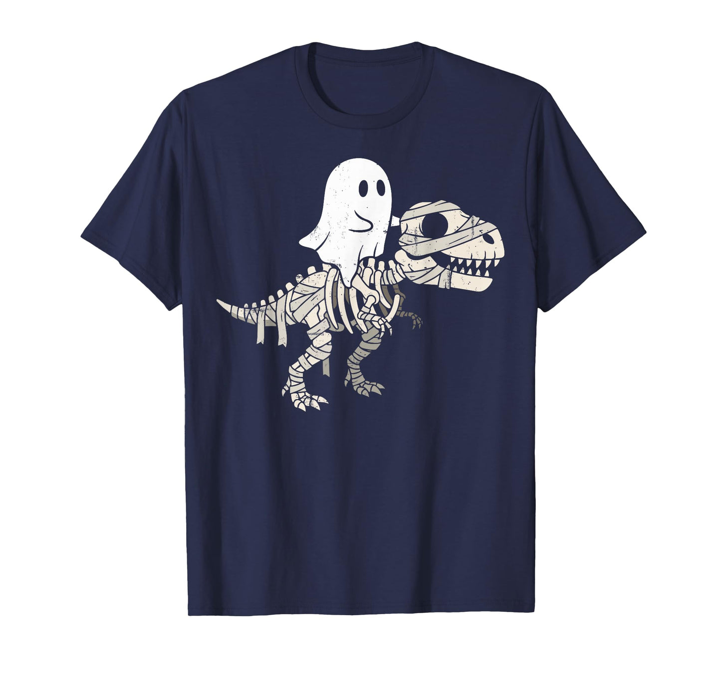 Halloween Ghost Riding Mummy Skeleton T-Rex Funny Boys Kids T-Shirt
