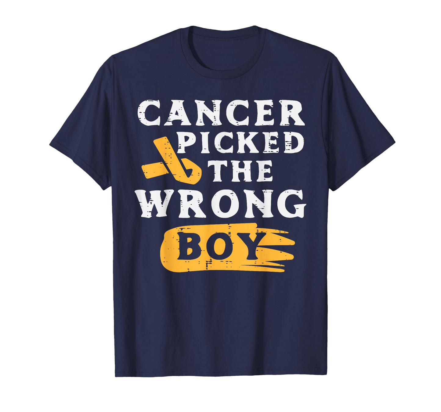 Childhood Cancer Picked The Wrong Boy Awareness Ribbon Kids T-Shirt