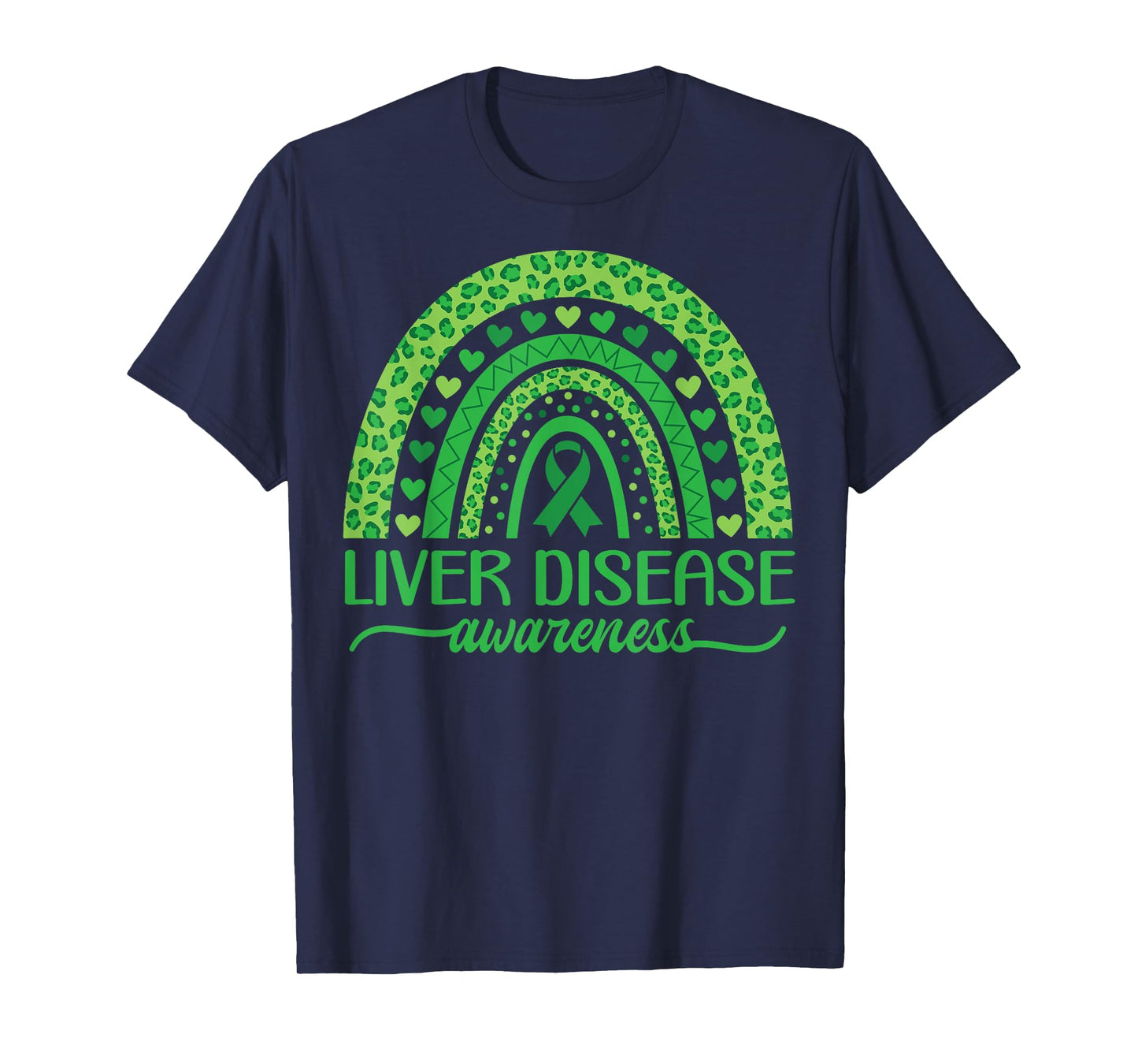 Boho Rainbow Liver Cancer Awareness with Green Ribbon T-Shirt
