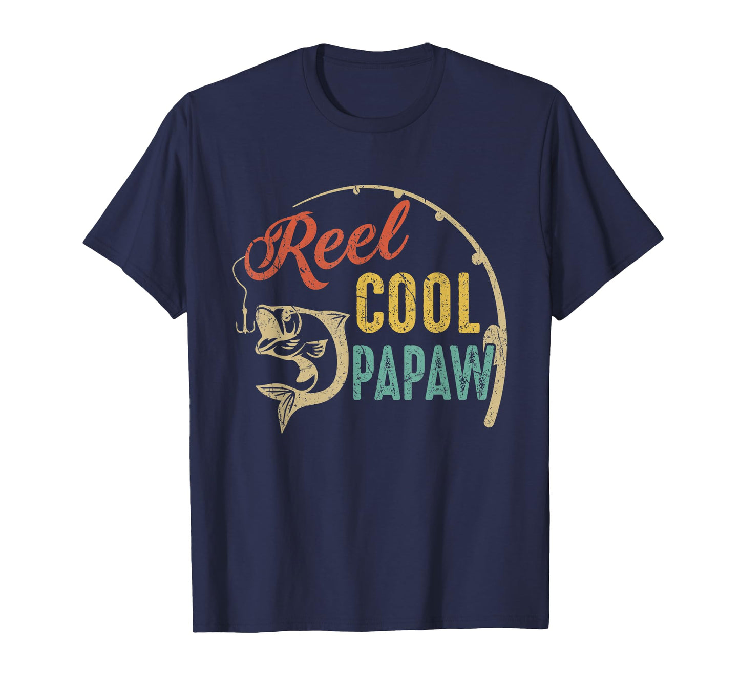 Funny Fathers Day Vintage Fishing Reel Cool Papaw T-Shirt
