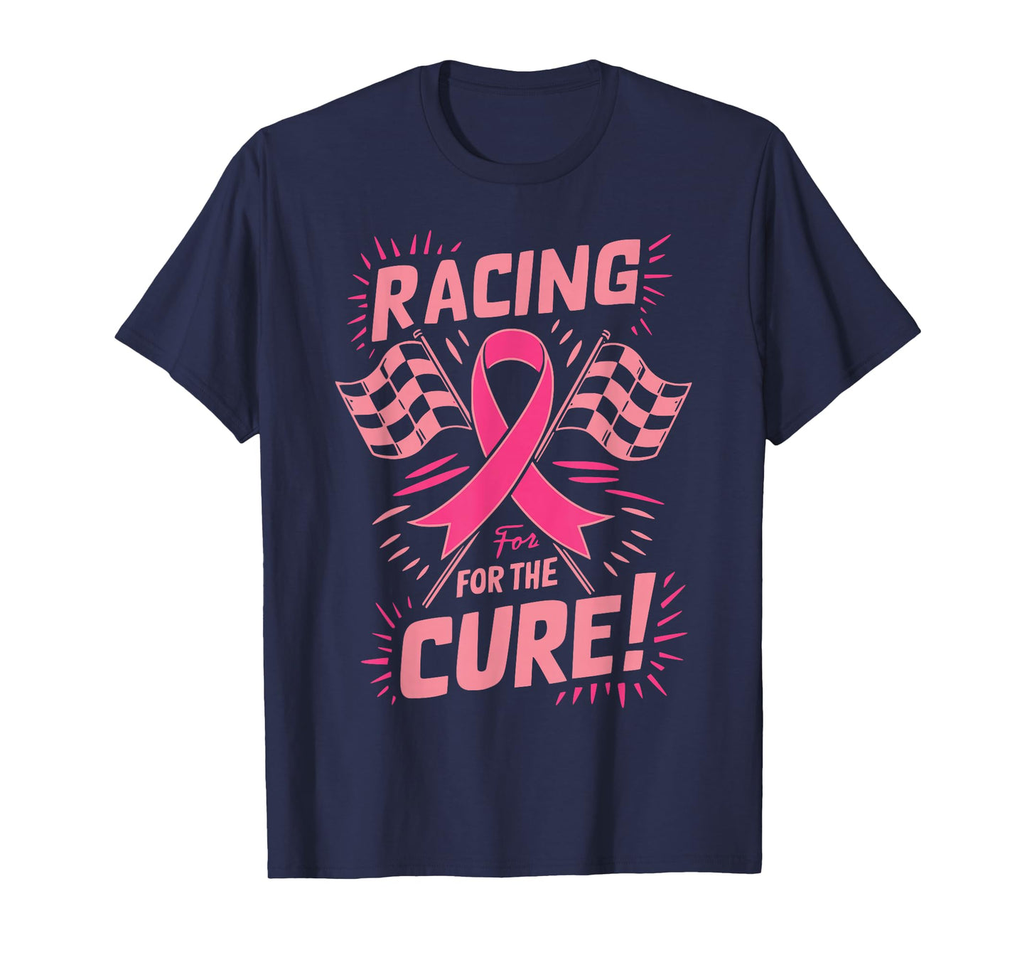 Pink Ribbon Breast Cancer Awareness Racing for the Cure T-Shirt