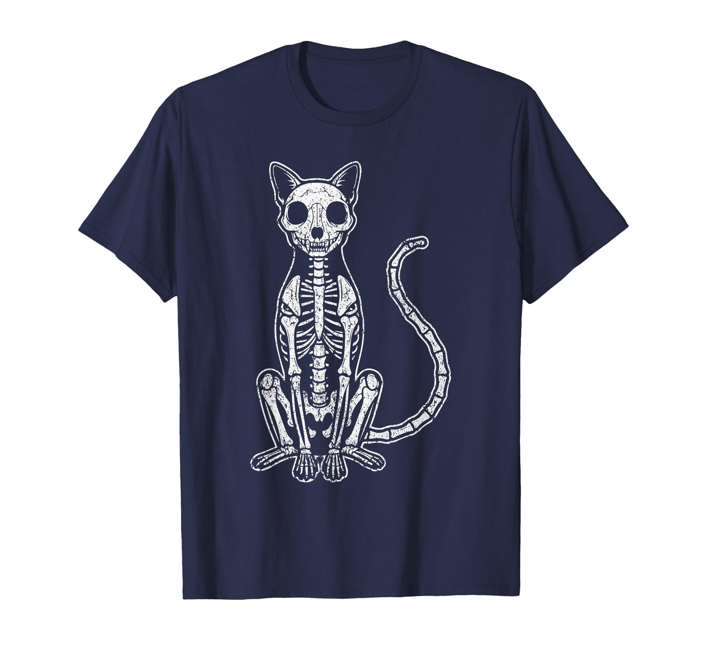 Creepy Skeleton Cat Halloween Spooky Goth Kitty Skull T-Shirt