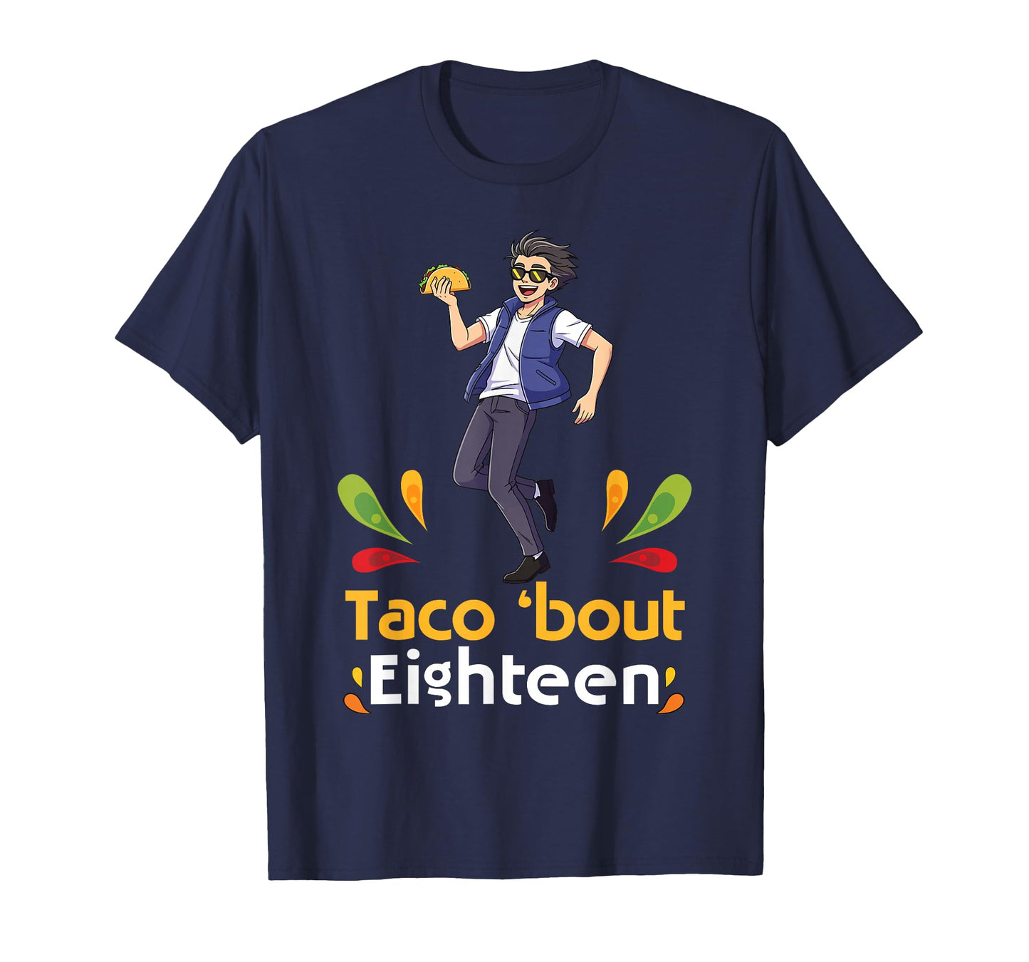 Cute Boy with Tacos Happy Birthday Taco Bout 18 Years Old T-Shirt