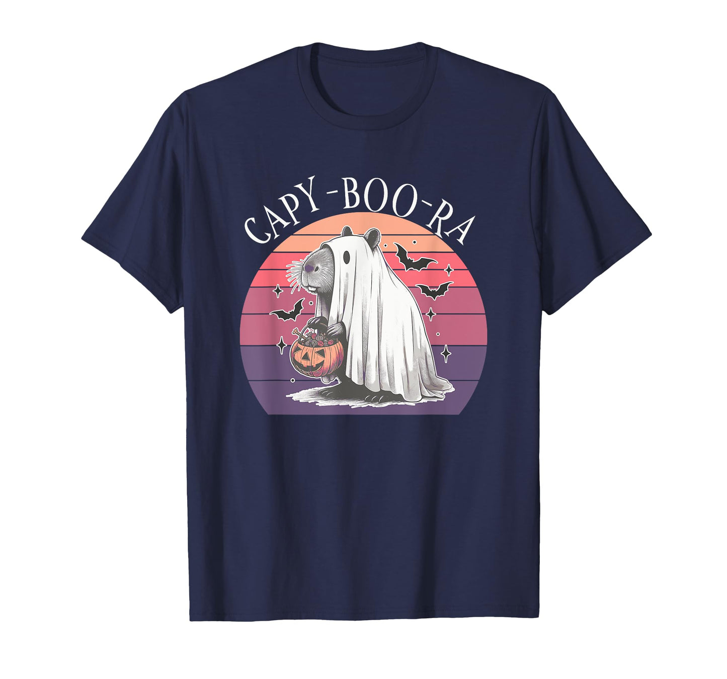 CAPY-Boo-RA Capybara Boo Ghoul Pumpkin Bats Quote T-Shirt