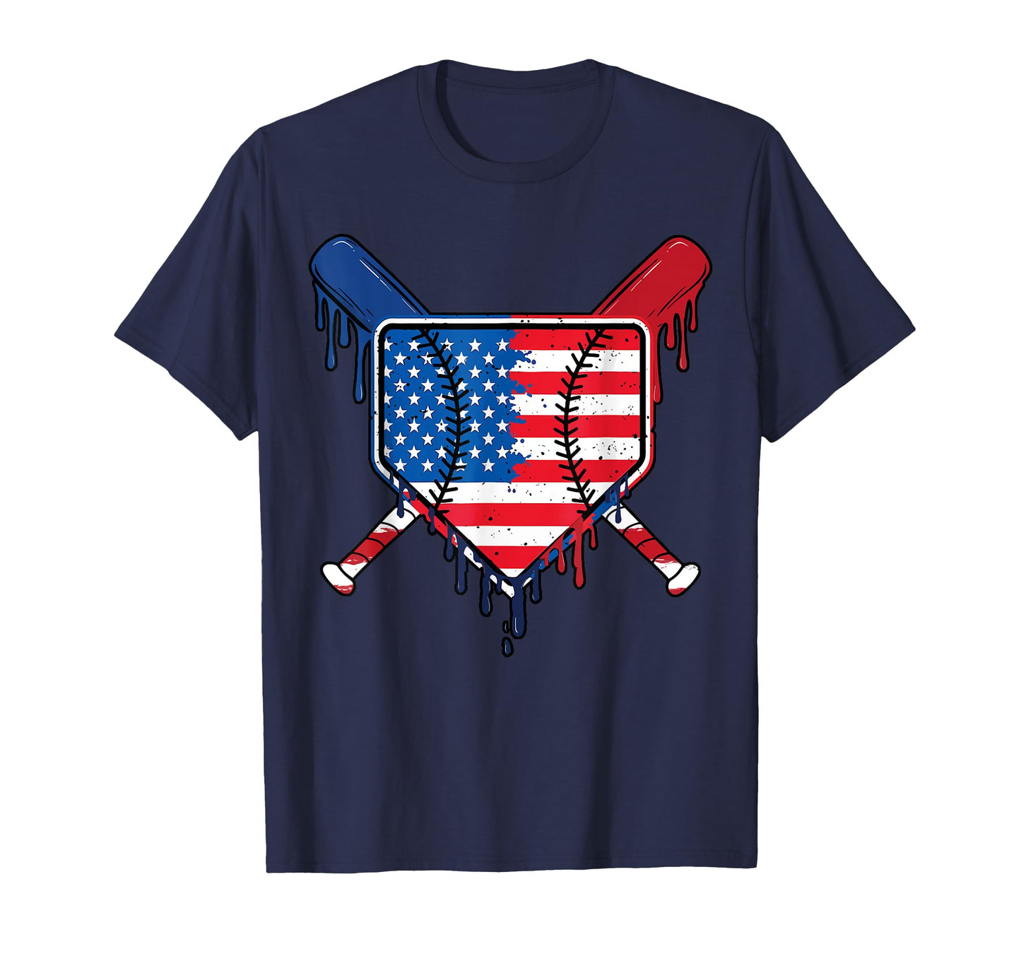 Baseball Drip Boys Ice Cream Patriotic American Flag T-Shirt