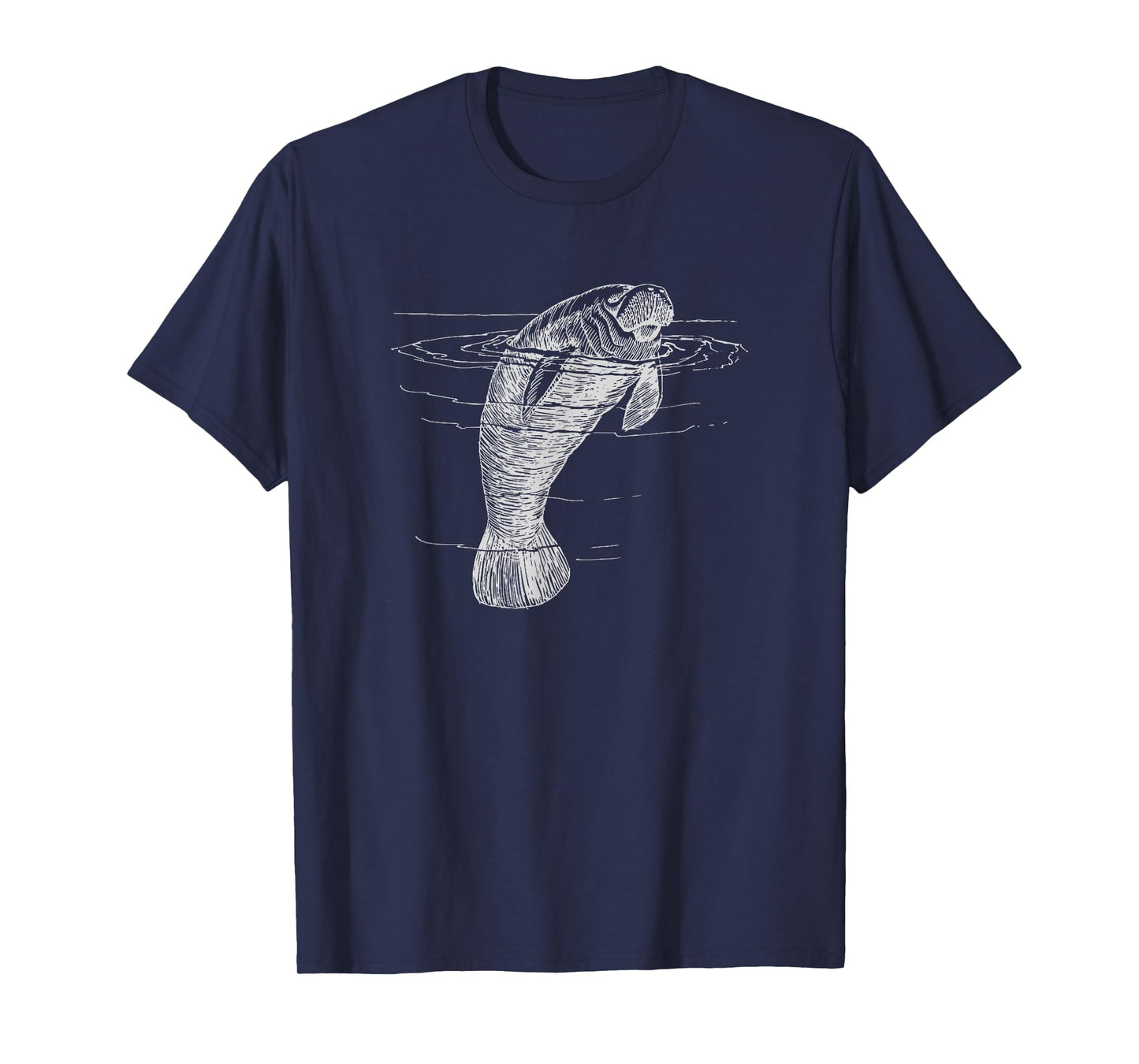 Manatee Illustration Sea Cow Marine Mammal Friendly Manatee T-Shirt
