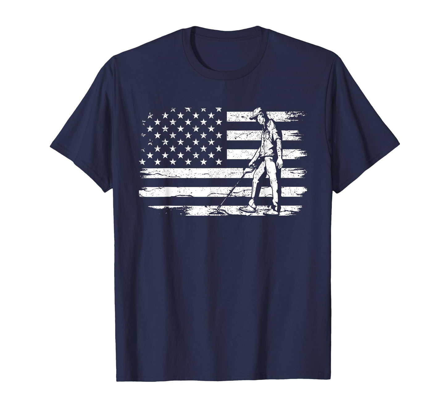 Patriotic Metal Detecting USA Flag Treasure Hunt Detectorist T-Shirt