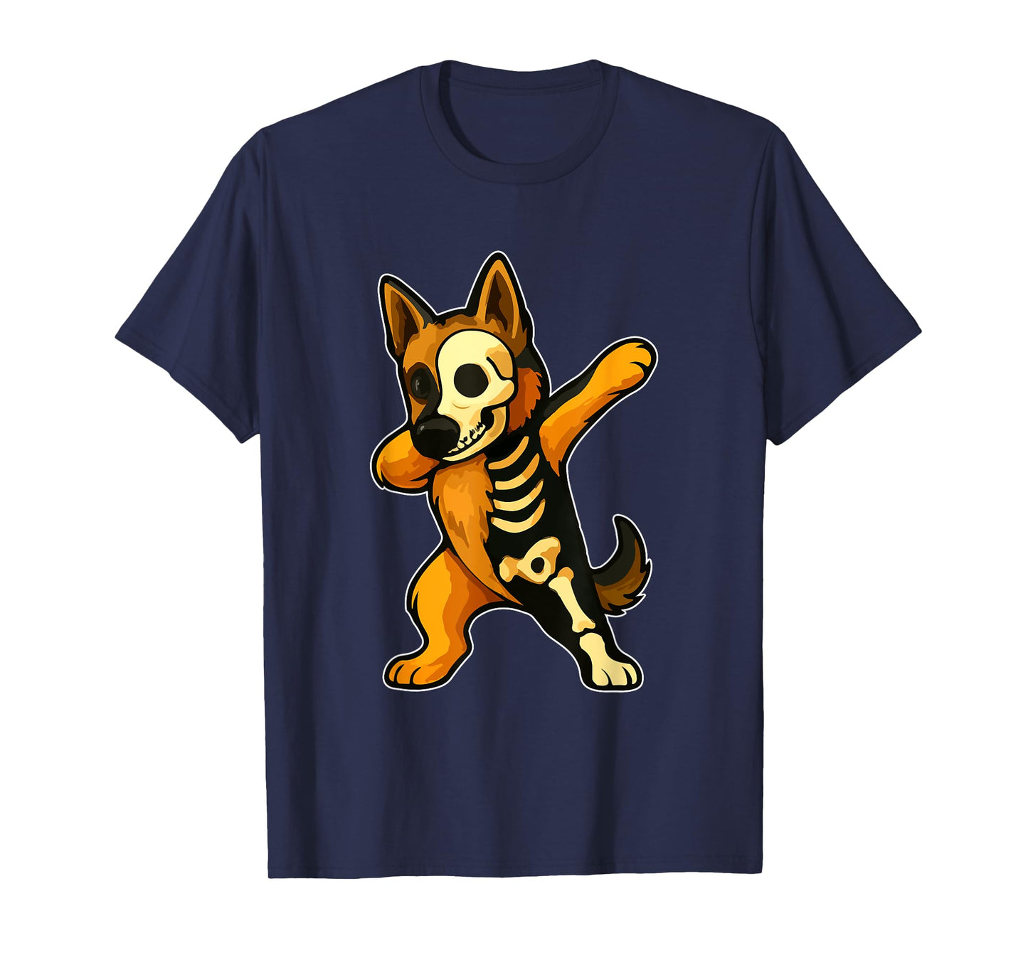 Dabbing German Shepherd Half Skeleton Halloween Owner Lover T-Shirt