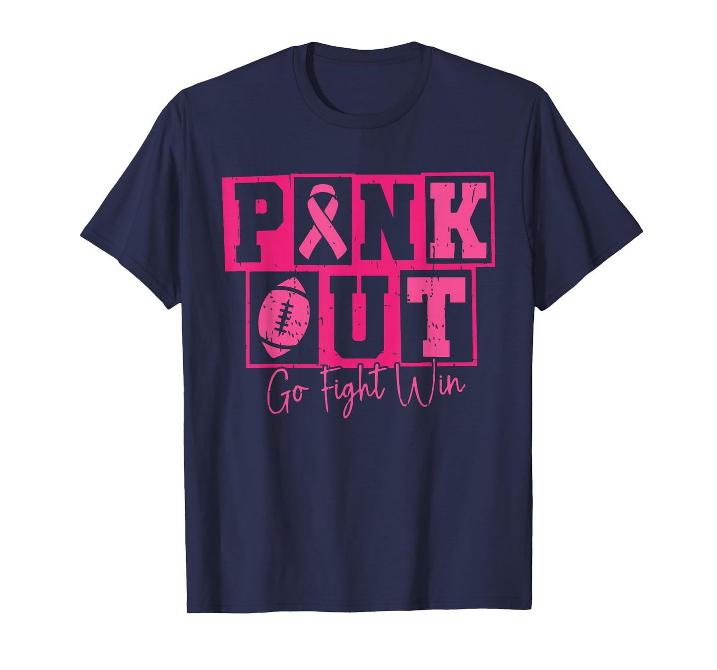 Pink Out Go Fight Football Win Brushstroke Breast Cancer T-Shirt