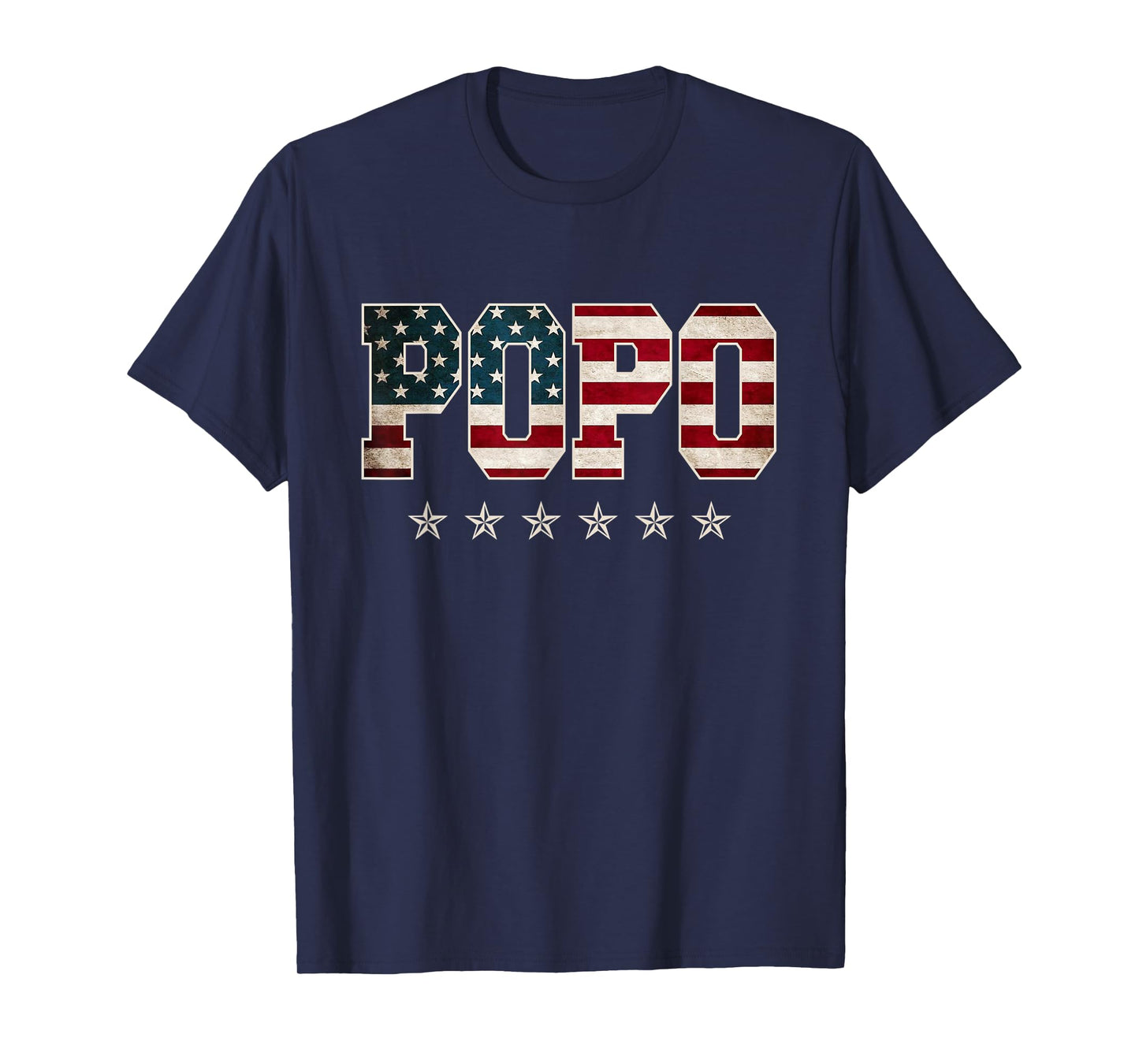 Mens Popo Gift Father's Day American Flag 4th of July T-Shirt