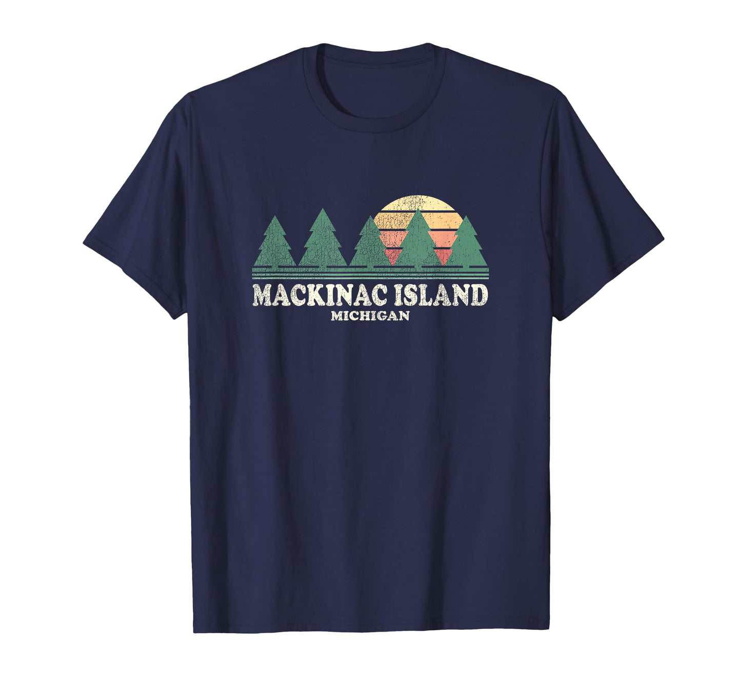 Mackinac Island MI Vintage Throwback Tee Retro 70s Design T-Shirt