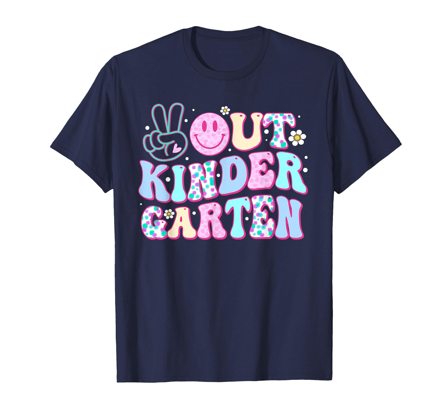 Peace Out Kindergarten Last Day Of School Groovy Boys Girls T-Shirt