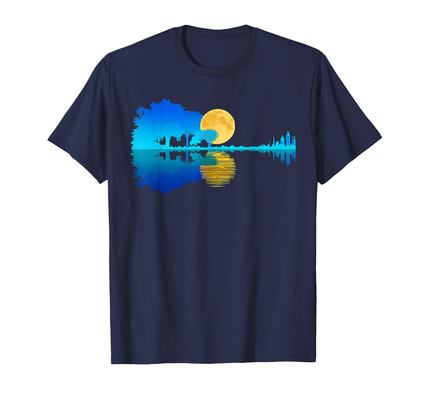 Guitar Lake Reflections Shadow Love Guitar Acoustic Musician T-Shirt