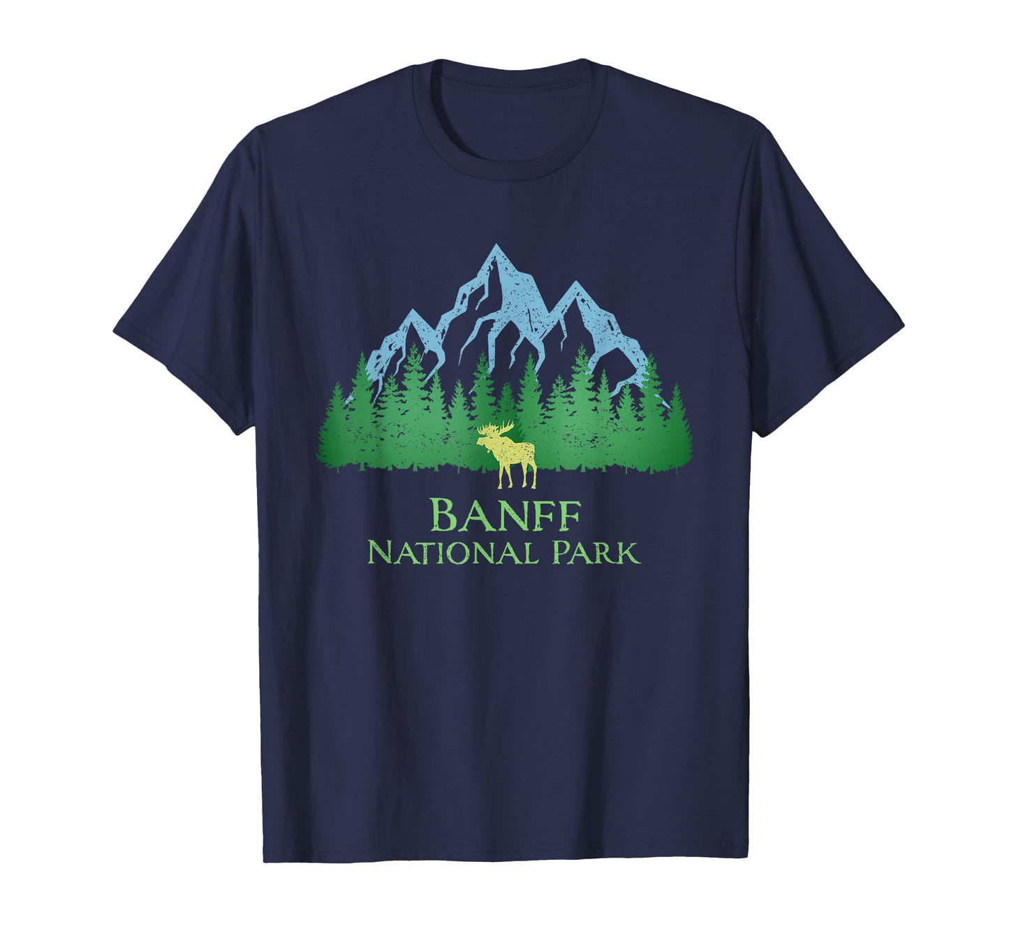 Banff National Park Alberta Canada Moose Trees Vintage Look T-Shirt