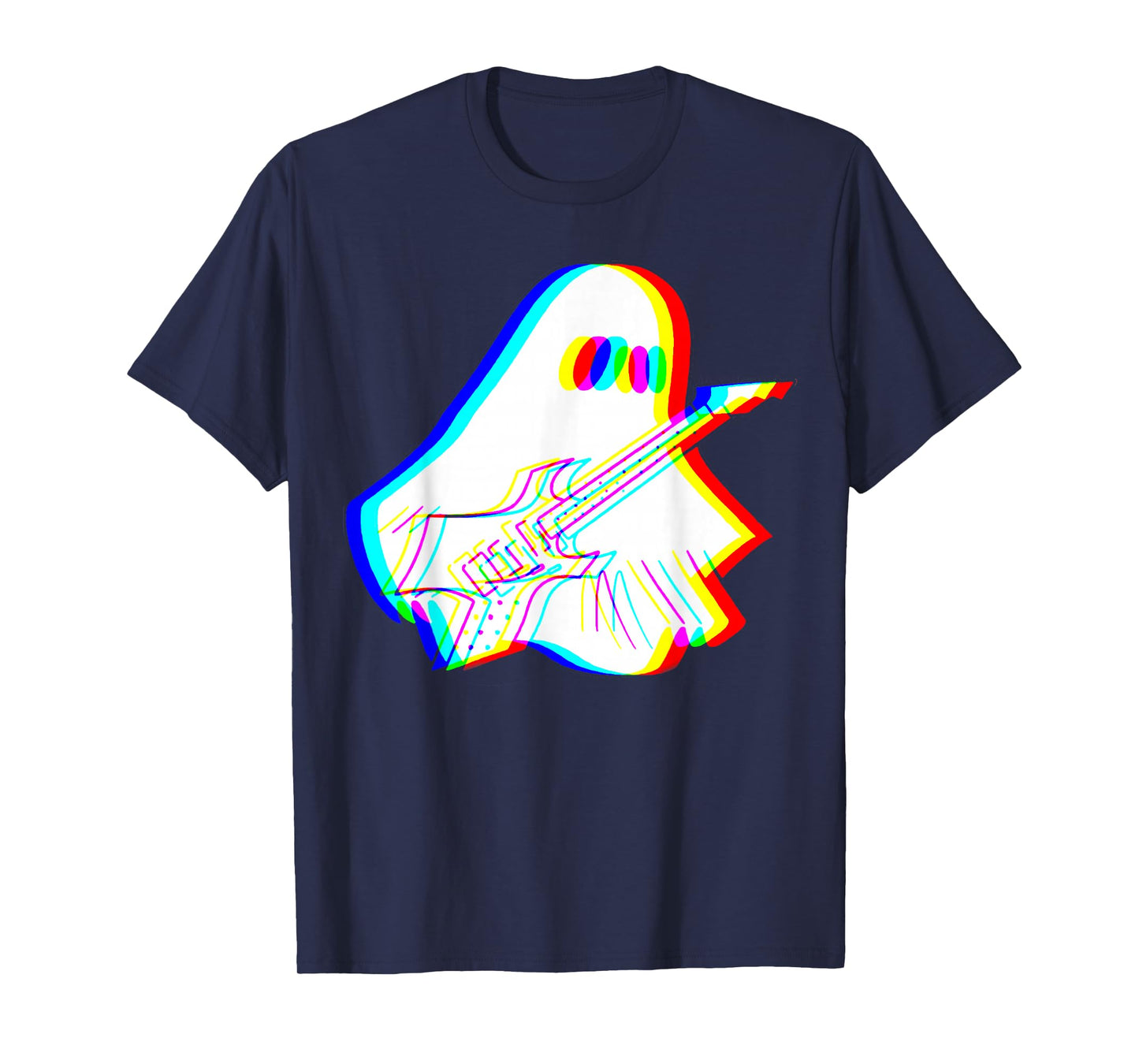 Ghost Playing Electric Guitar Rock Halloween Mens Kids Boys T-Shirt