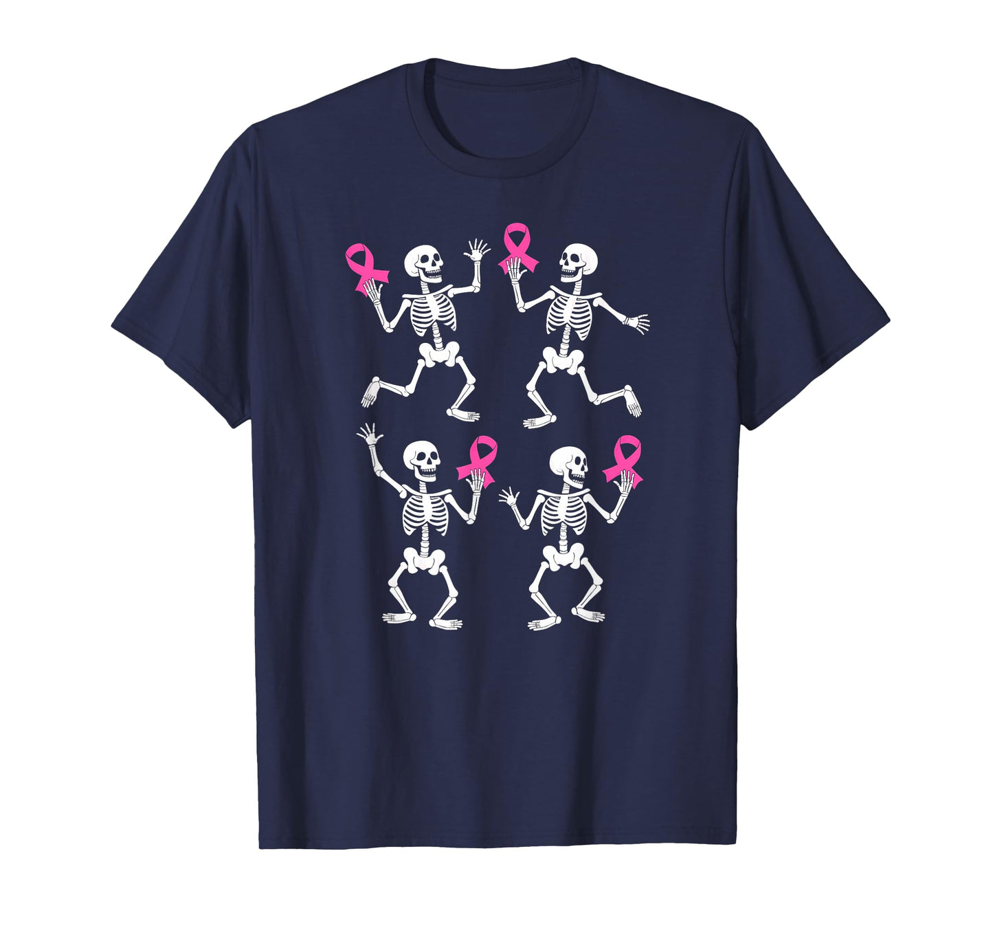 Breast Cancer Awareness Skeleton Dancing Halloween T-Shirt