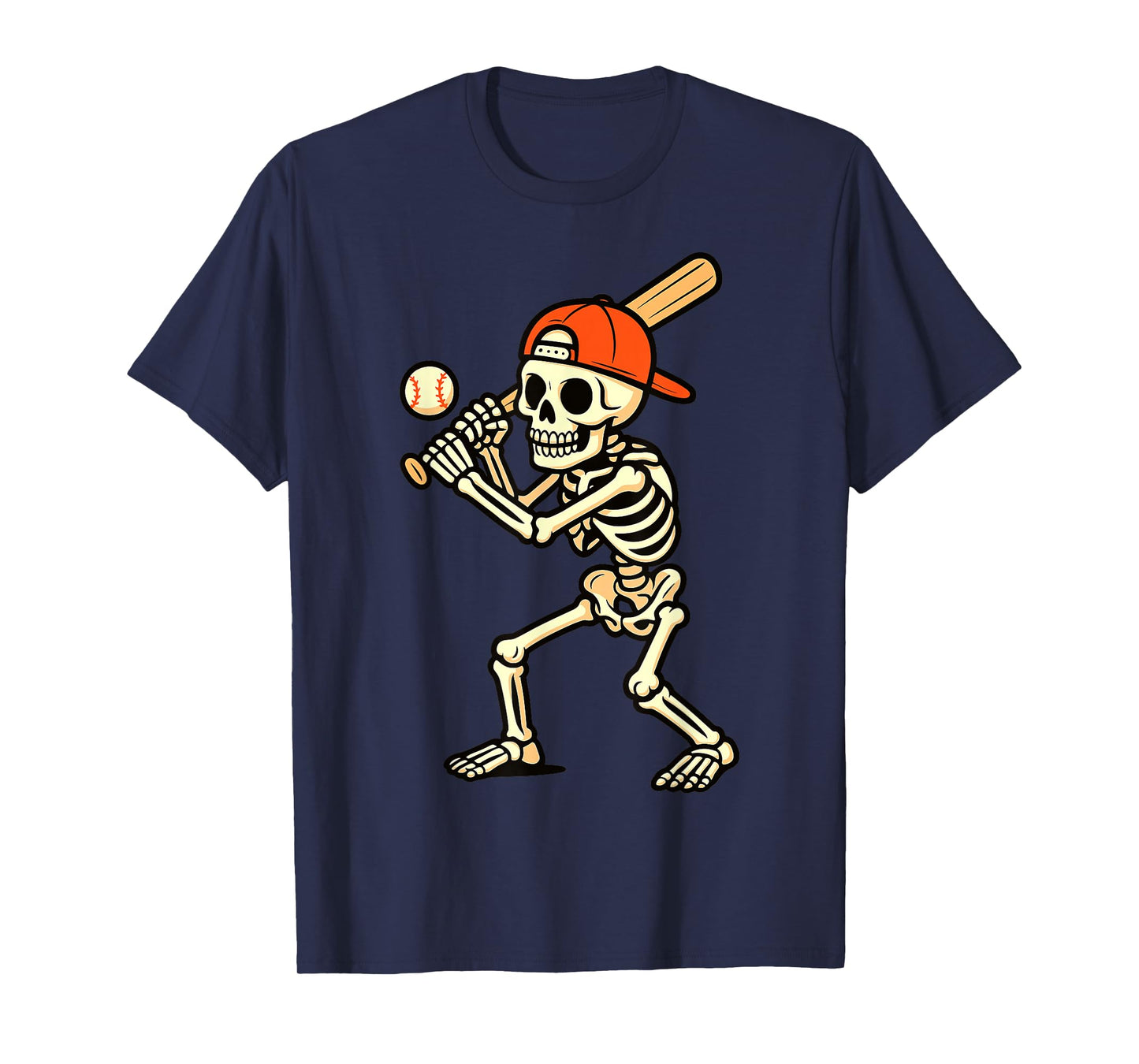 Skeleton Baseball Player Funny Halloween Batter Skull T-Shirt