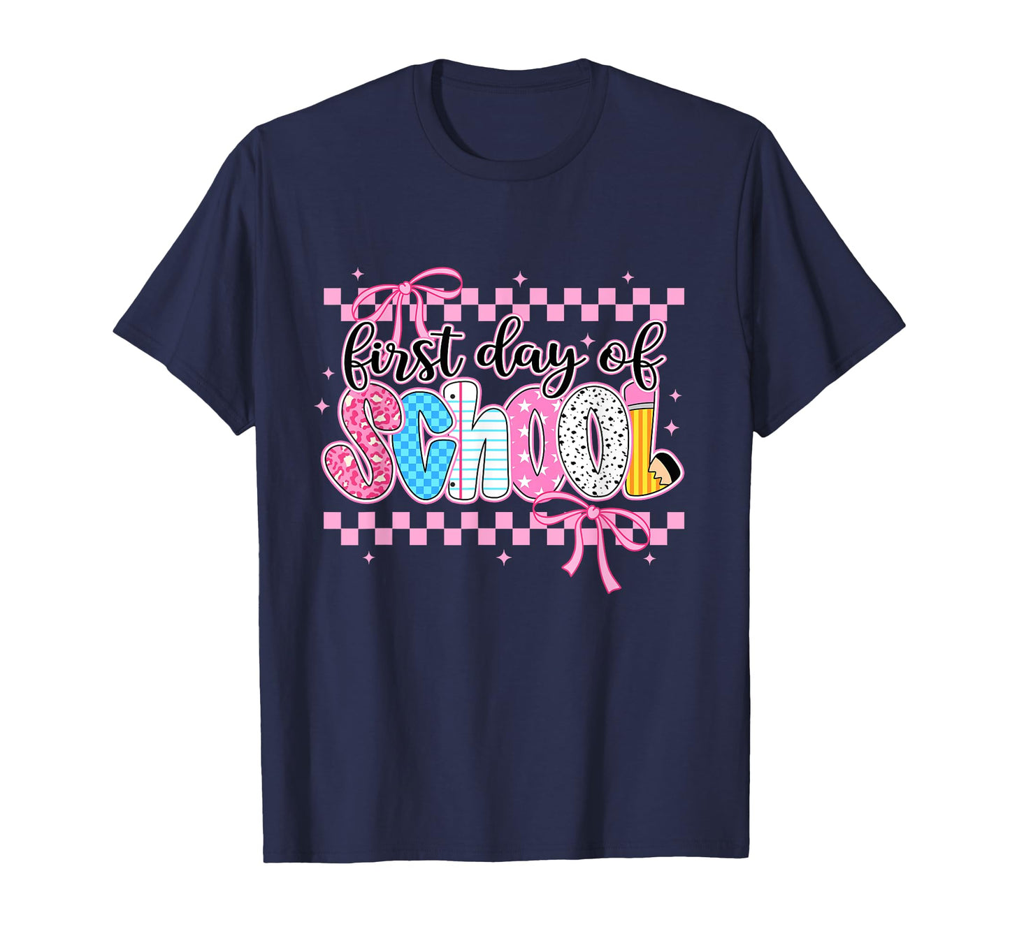 Retro First Day Of School Bow Teacher Student Back To School T-Shirt
