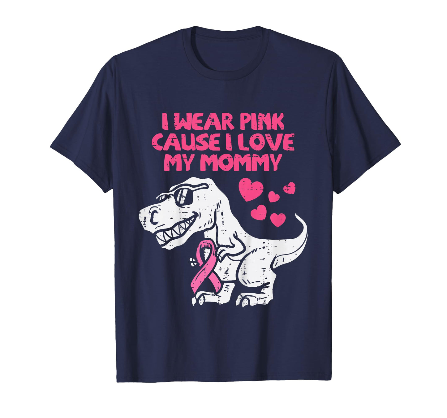 I Wear Pink Love Mommy T-Rex Kids Breast Cancer Toddler Boys T-Shirt