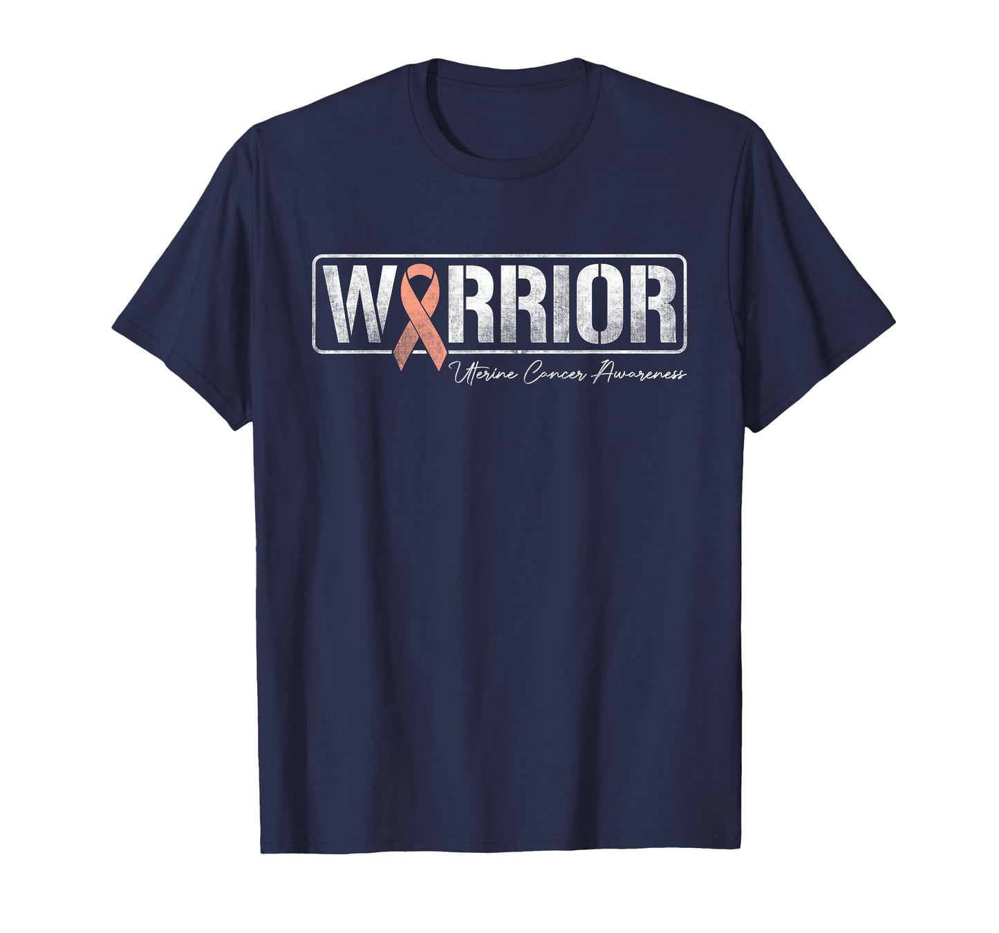 Uterine Cancer Warrior Uterine Cancer Awareness Peach Ribbon T-Shirt