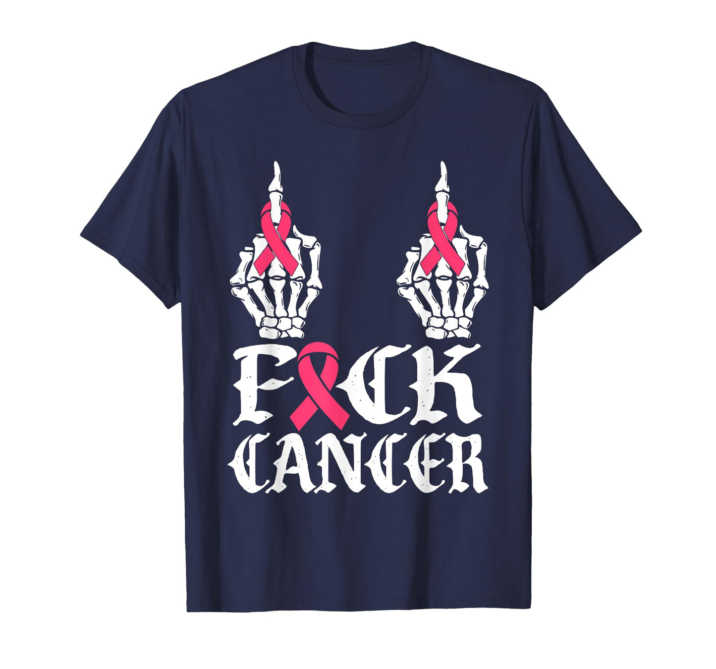 Fuck Cancer Skull and Crossbones Skeleton Breast Cancer T-Shirt
