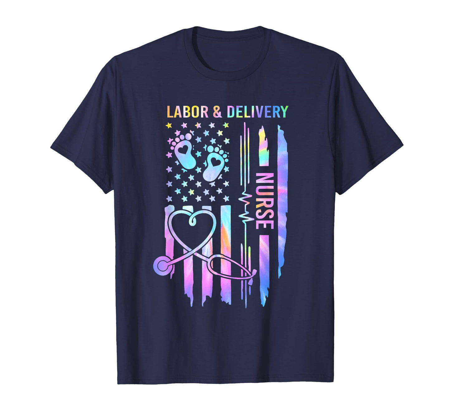 Labor and Delivery L&D Nurse Tie Dye T-Shirt - Women's Unisex Humorous Nursing Gift - Black, Small