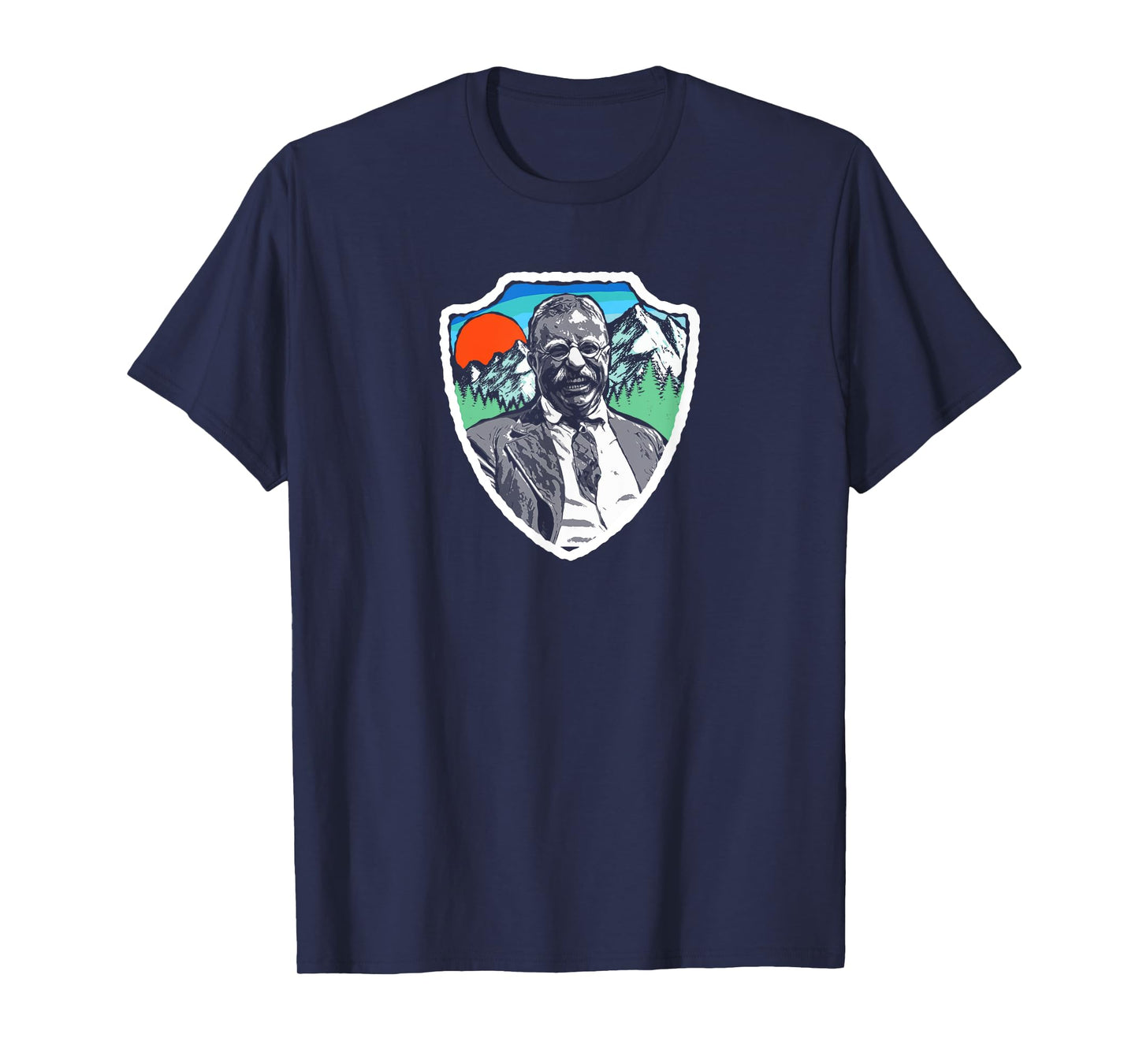 Symbiosis Supply Co. Retro Teddy Roosevelt Vintage Nature T-Shirt - Men's Unisex Adults Grey Graphic Crew Neck Short Sleeve Classic Fit Pull On T-Shirt - S