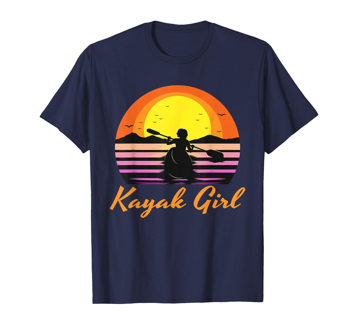 Kayak Girl Funny Kayaking Sunset Kayaker Boating Boat Lovers T-Shirt