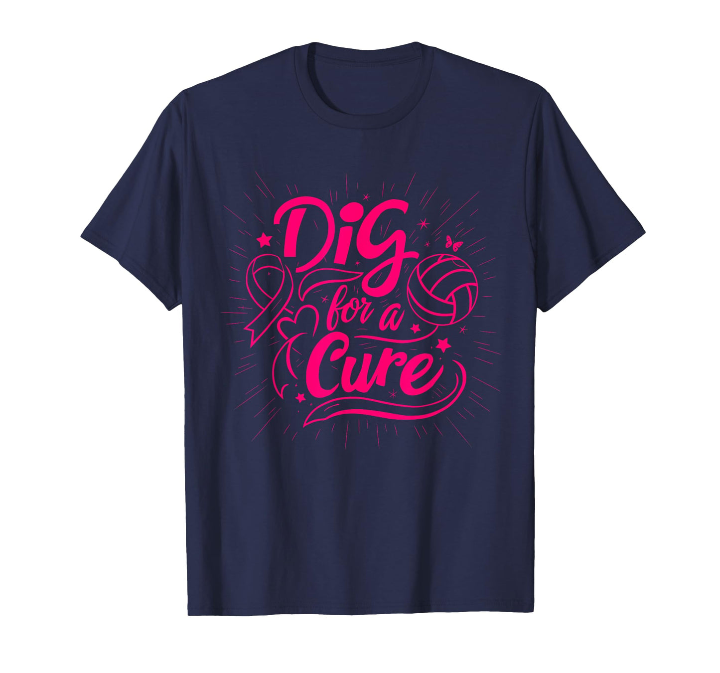 Dig For A Cure Breast Cancer Awareness Volleyball Pink T-Shirt