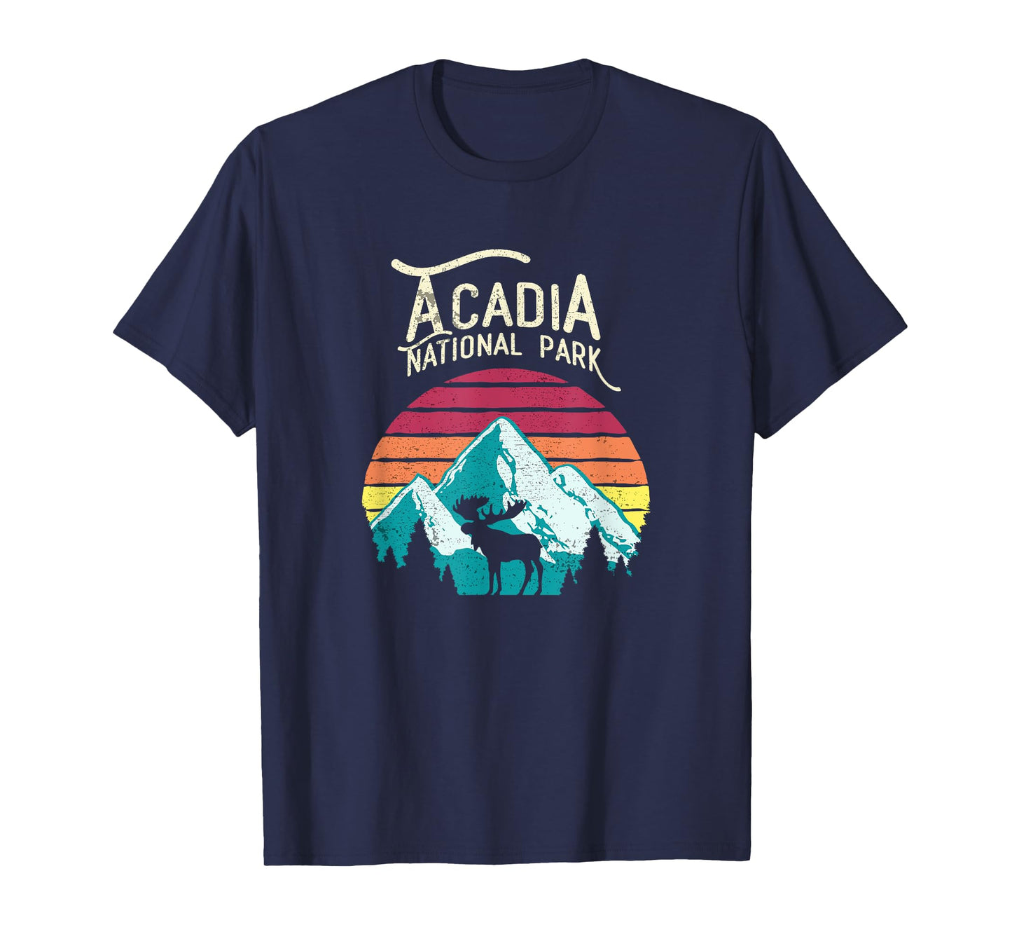 Vintage Acadia National Park, Maine Mountains Moose T Shirt T-Shirt