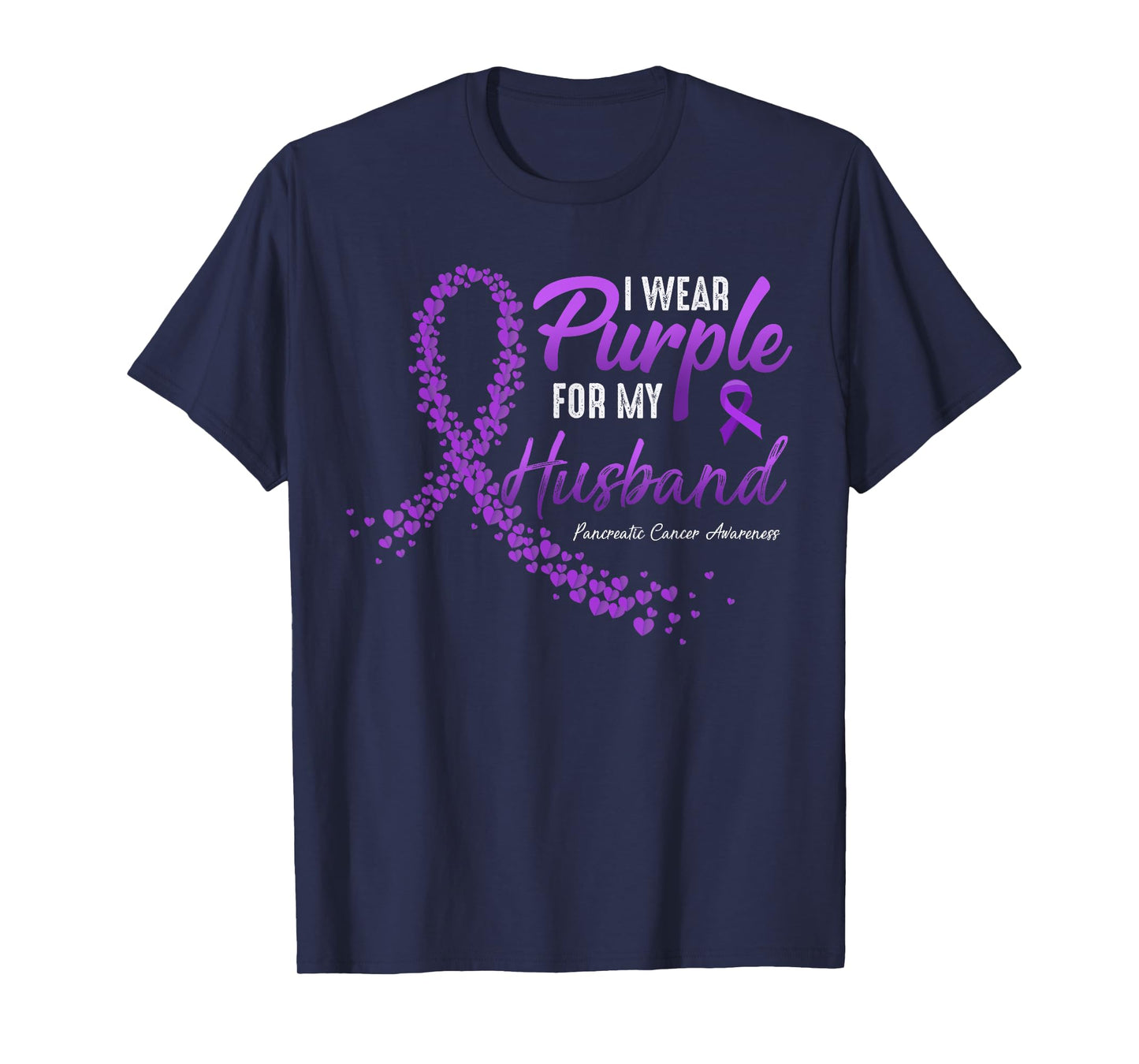 I Wear Purple For HUSBAND Pancreatic Cancer Awareness gifts T-Shirt