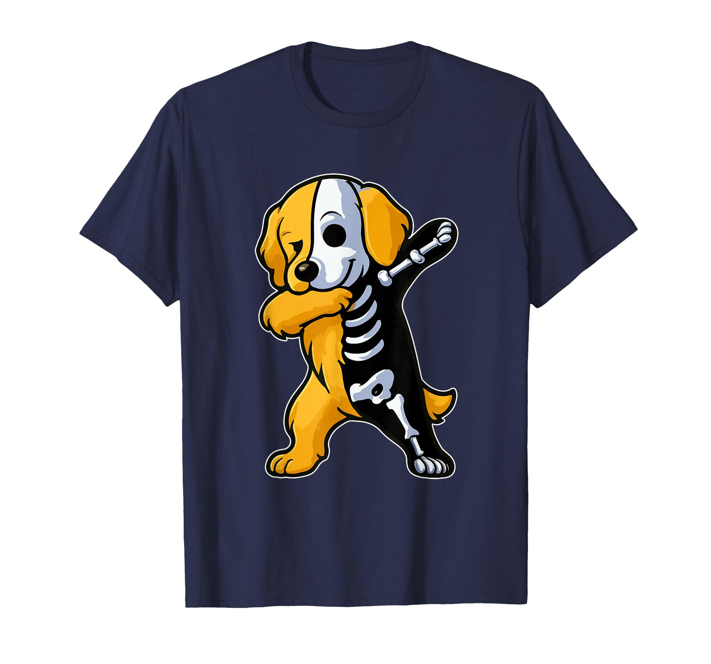 Dabbing Golden Retriever Half Skeleton Halloween Owner T-Shirt