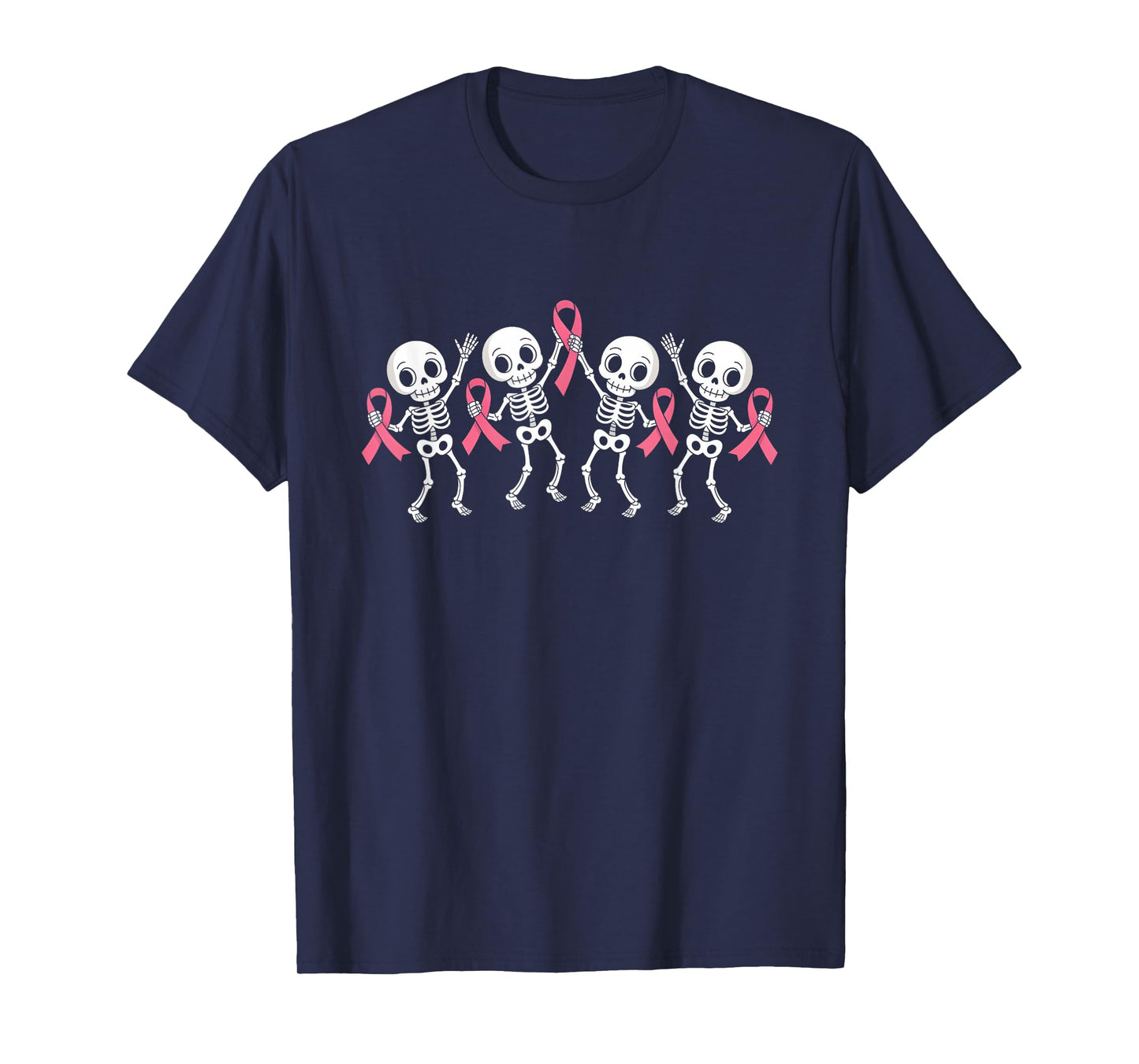 Breast Cancer Skeletons Dancing Awareness Pink Ribbon T-Shirt