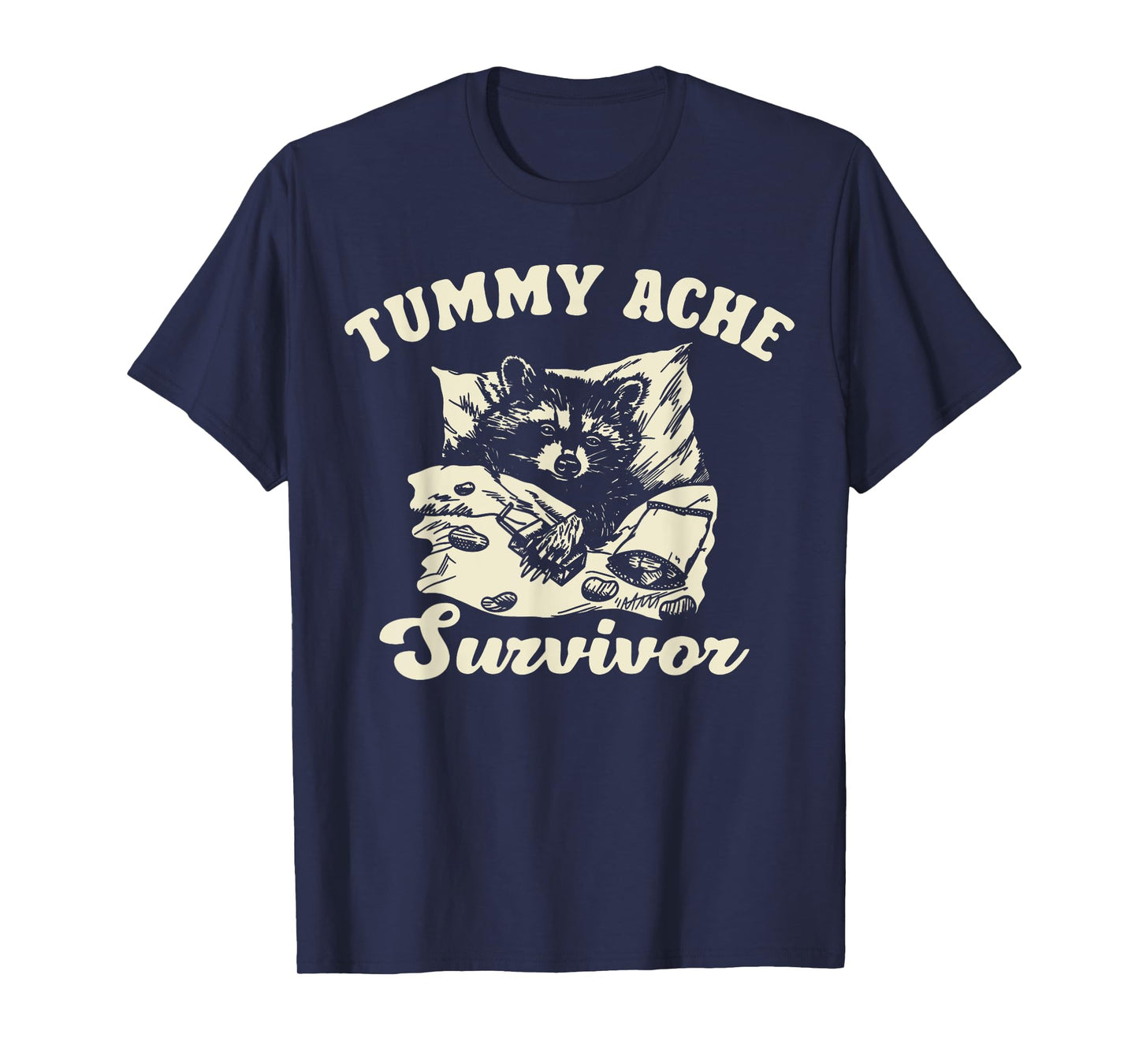 Vintage Tummy Ache Survivor Racoon Retro 90s Animal Lover T-Shirt