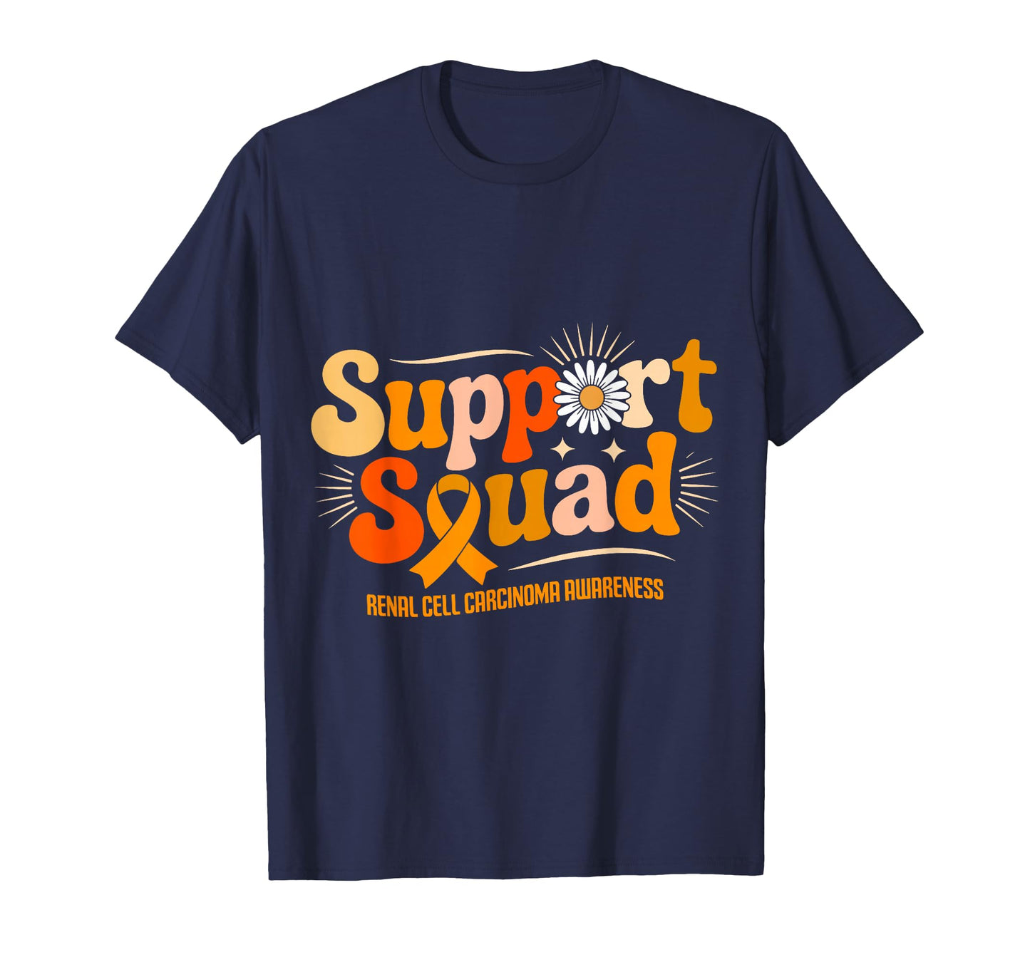 Support Squad Renal Cell Carcinoma Awareness Retro Ribbon T-Shirt