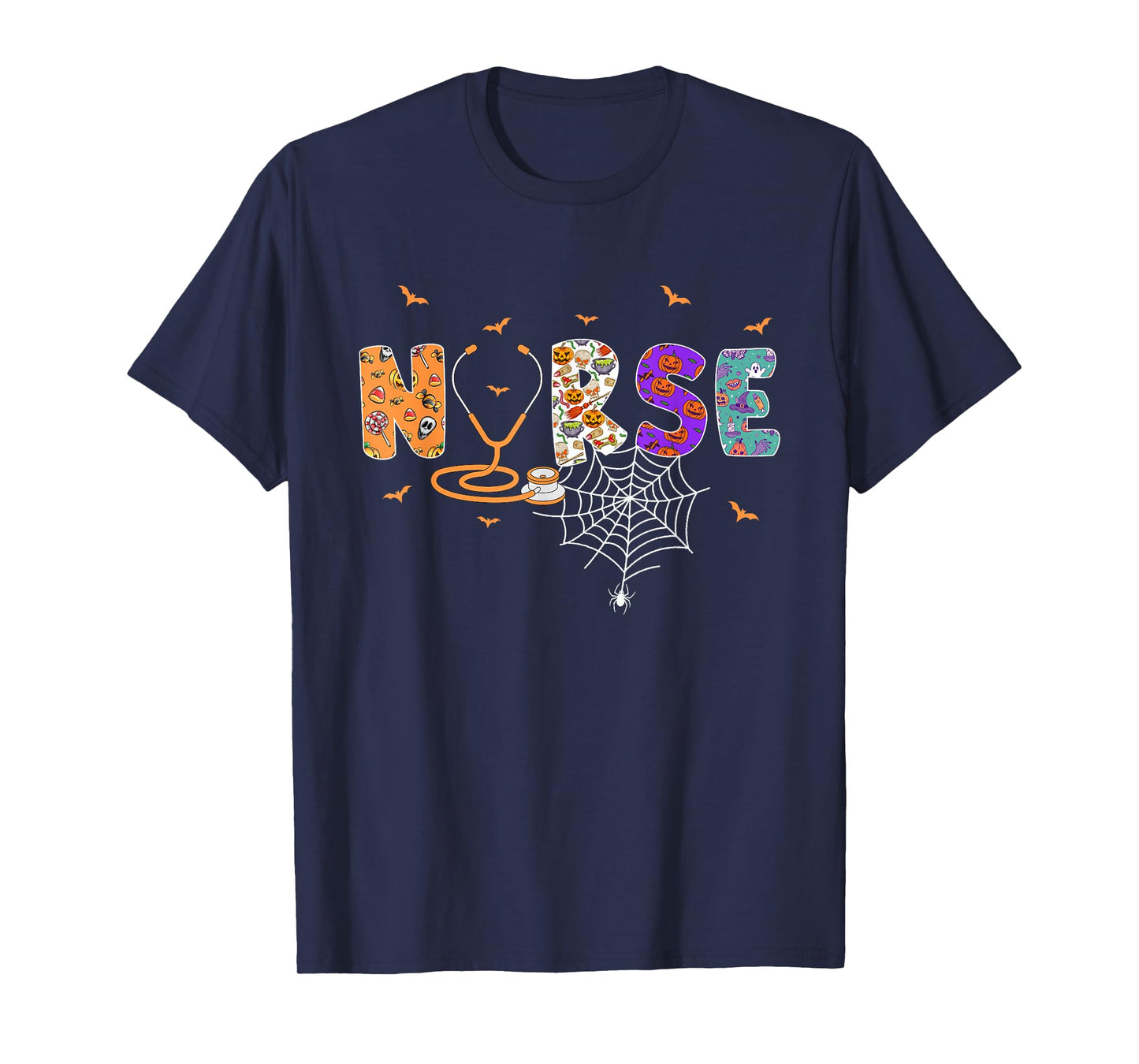 Halloween Nurse Scrub Top Stethoscope Nursing T-Shirt