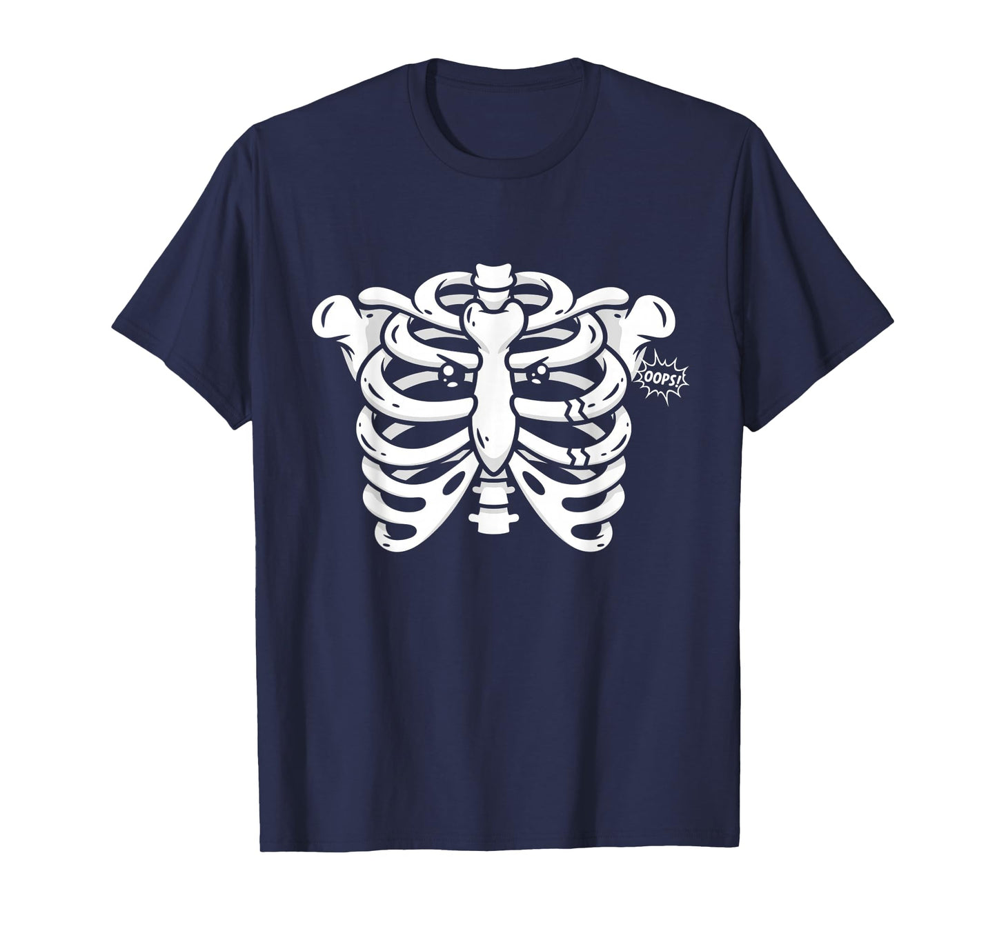 Funny Broken Rib Cage Skeleton Oops Halloween Costume Women T-Shirt