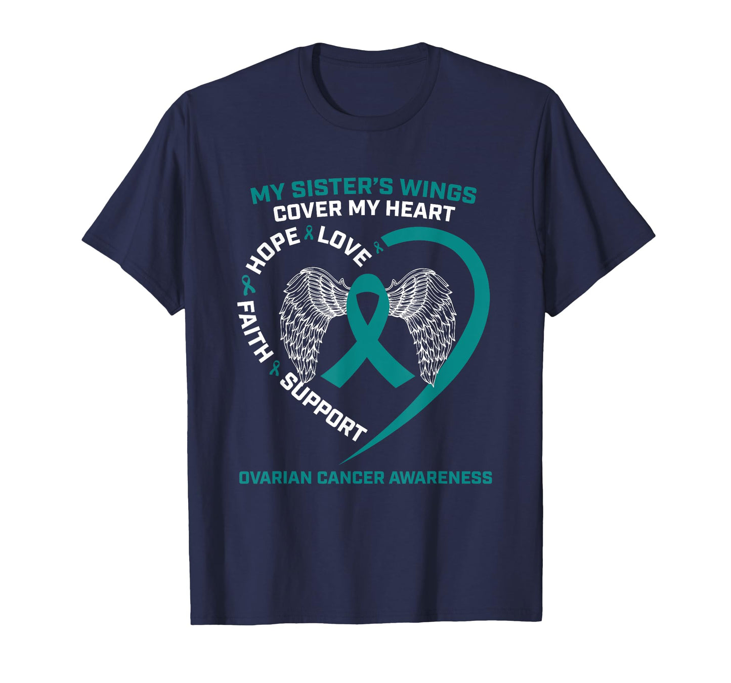 Products In Memory Of Sister Wings Ovarian Cancer Awareness T-Shirt