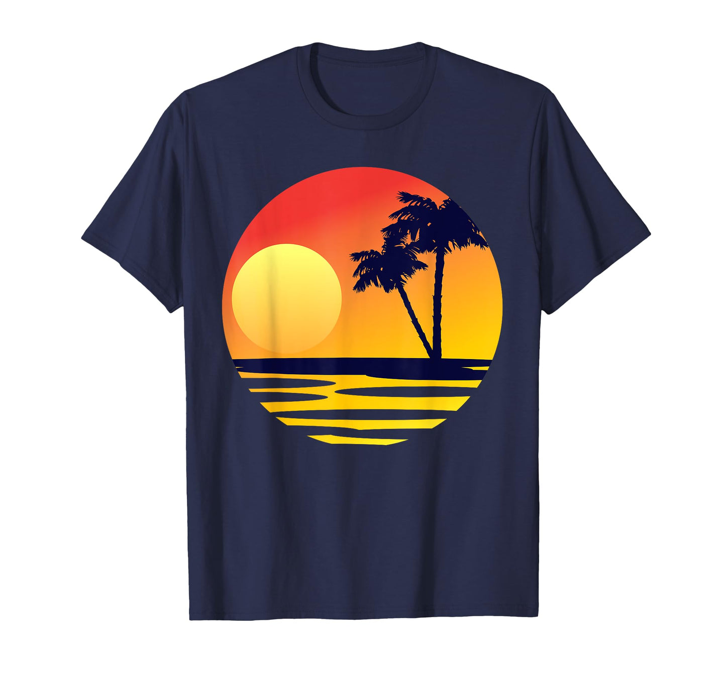 Sunset Beach Silhouette Tropical Palm Tree Sunny Lover Gift T-Shirt