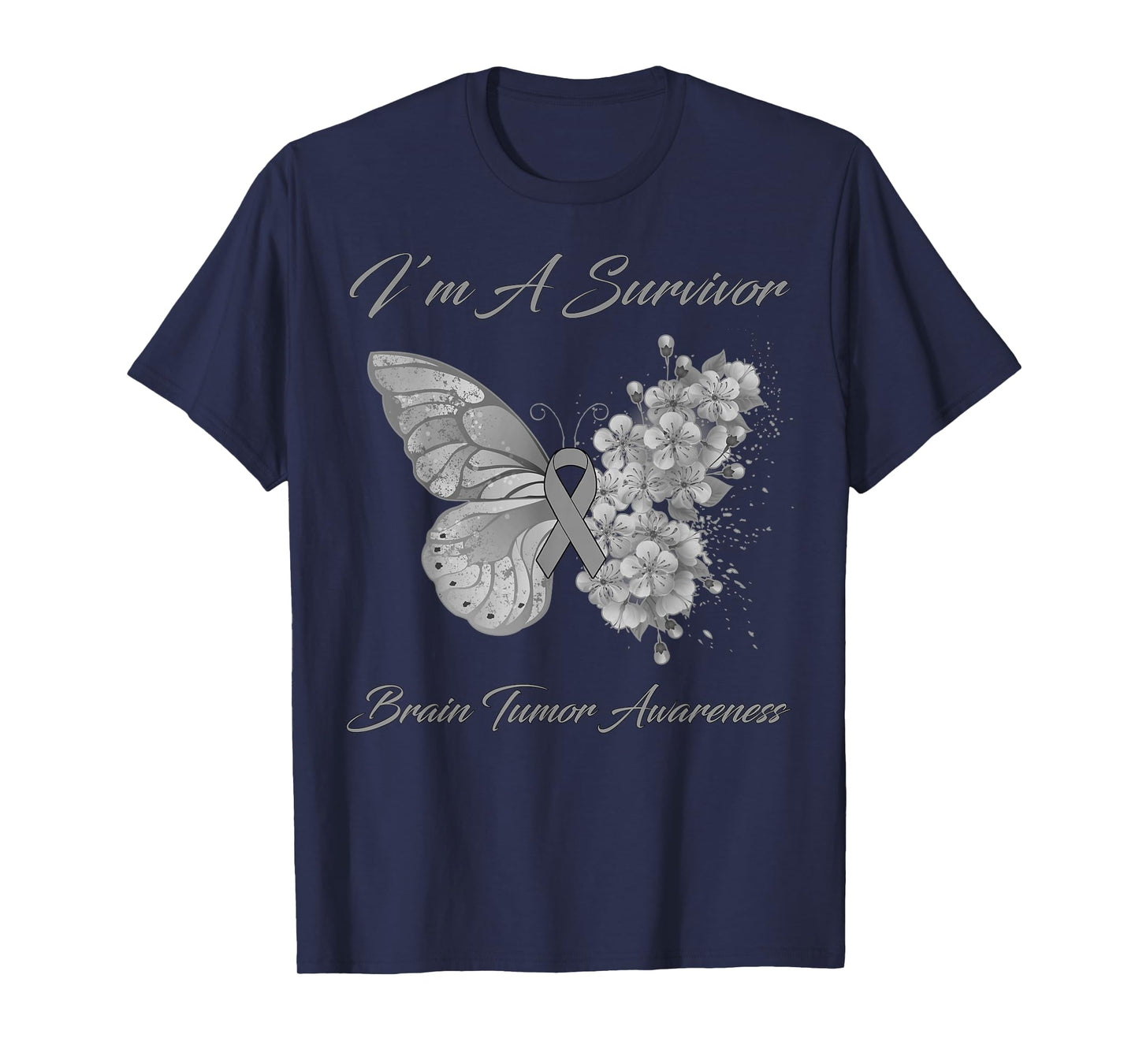 Butterfly I’m A Survivor Brain Tumor Awareness T-Shirt