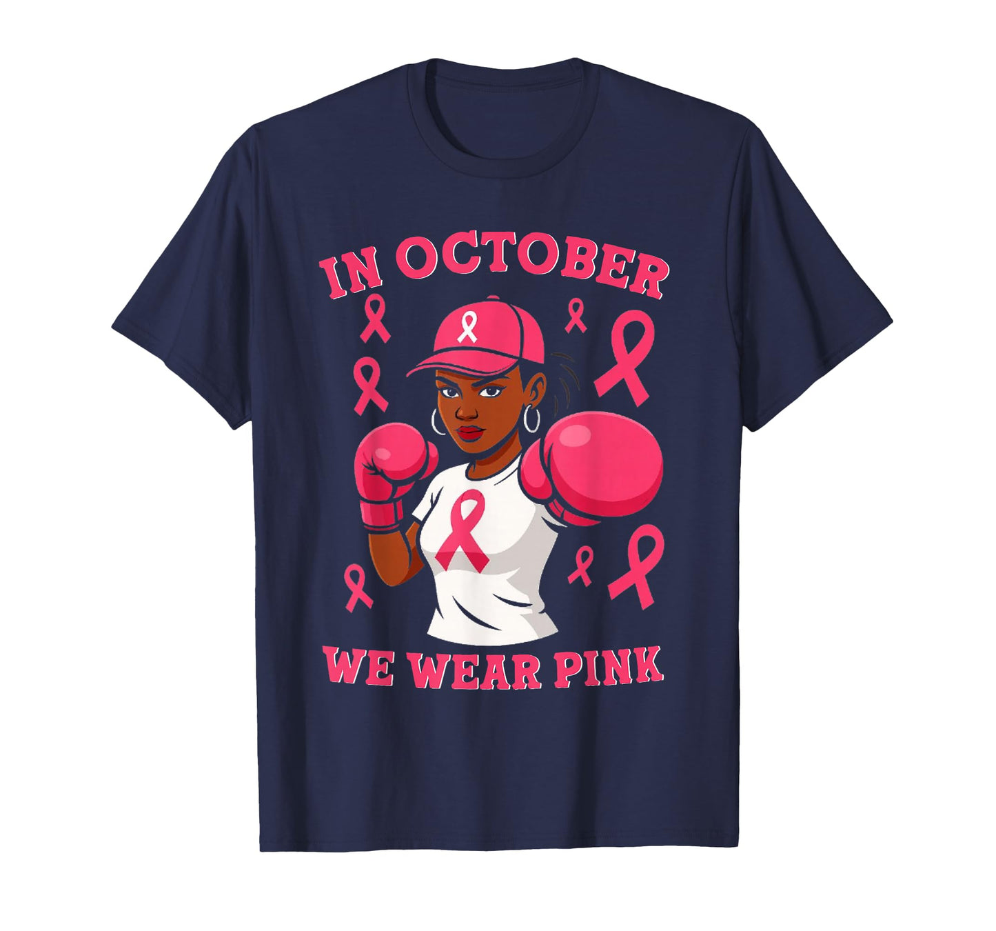 Black African American in October We Wear Pink Breast Cancer T-Shirt