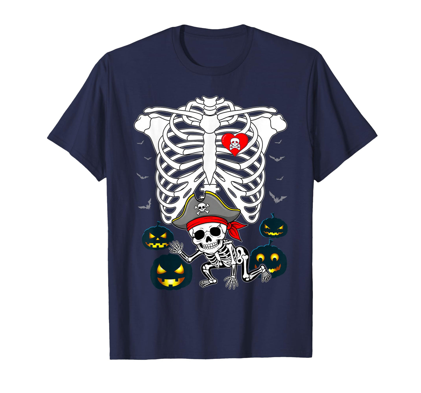 Baby Pregnancy Halloween Skeleton Xray Pirate Boy Pregnant T-Shirt