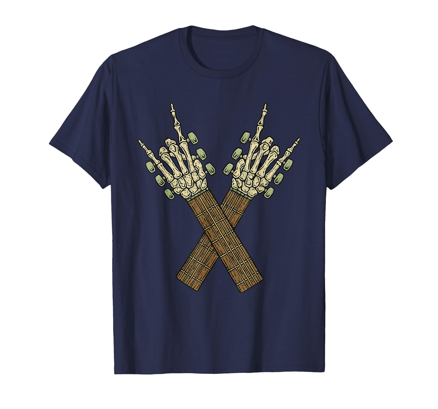 Vintage Halloween Skeleton Guitar Rock Funny Spooky Costume T-Shirt