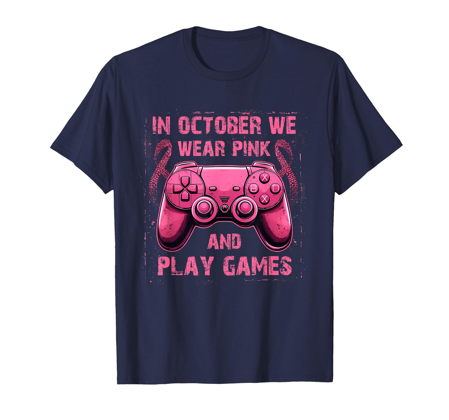 in October We Wear Pink Breast Cancer Gaming Kids Boys Youth T-Shirt