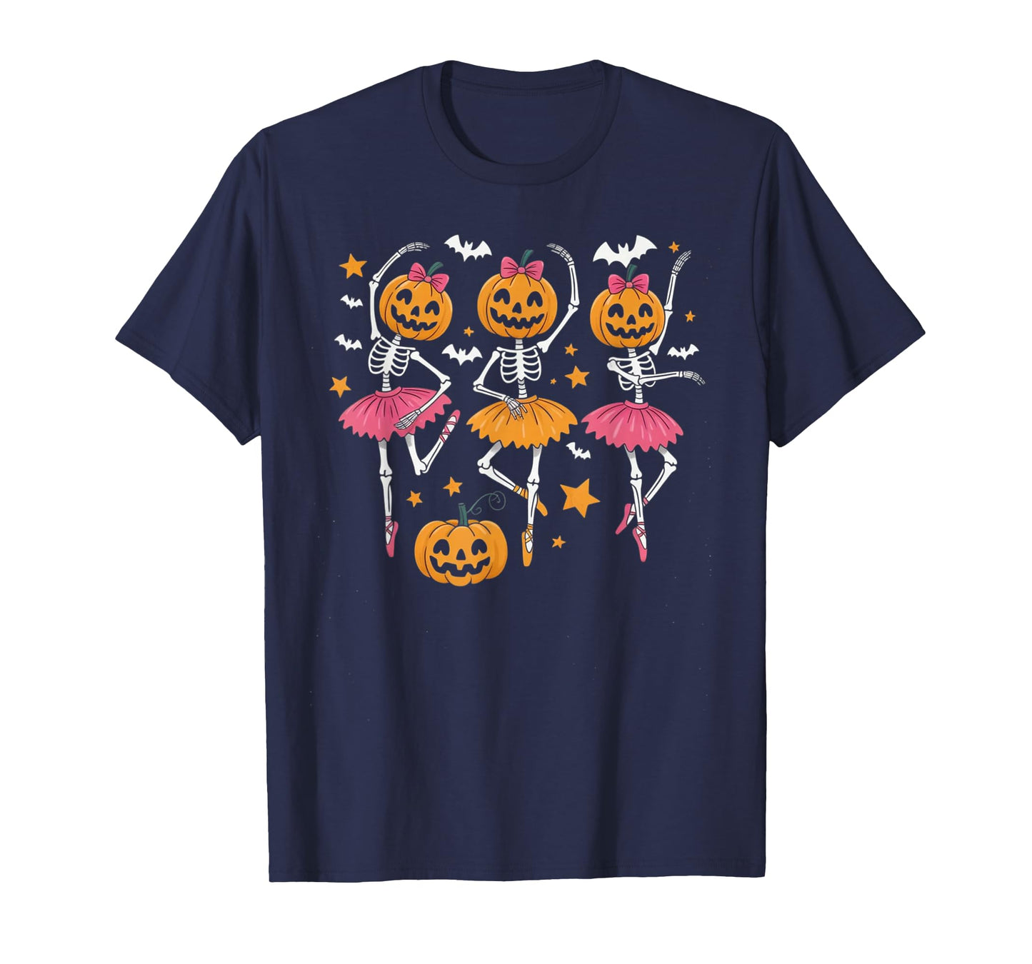 Girls Halloween Ballet Skeleton Pumpkin Skeleton Women Gifts T-Shirt