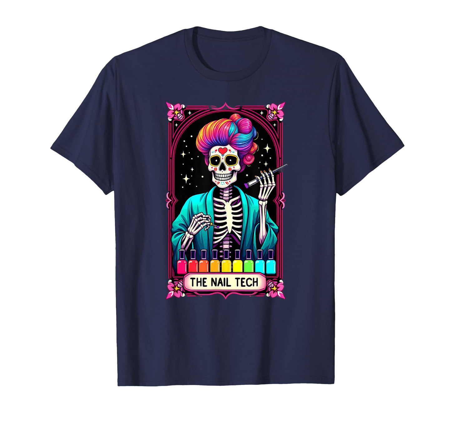Tarot Card Nail Tech Skeleton Beautician Halloween T-Shirt