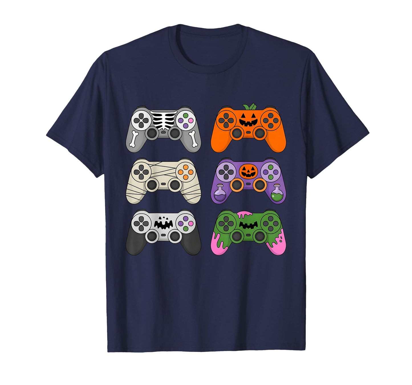 Halloween Skeleton Zombie Gaming Controllers Mummy Boys Kids T-Shirt